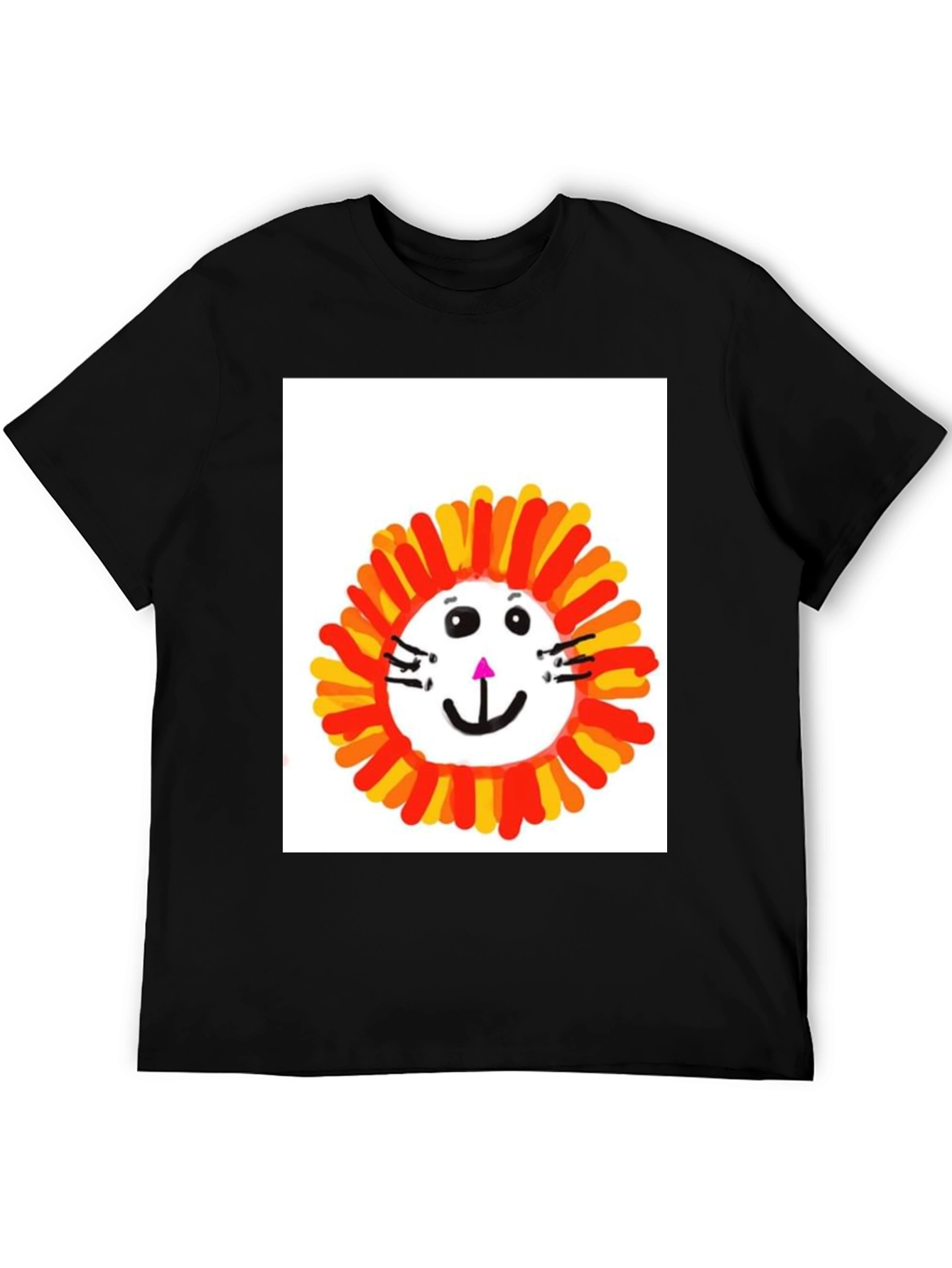 Black Fun Lion Graphic Tee - Black Cotton T-Shirt view 5