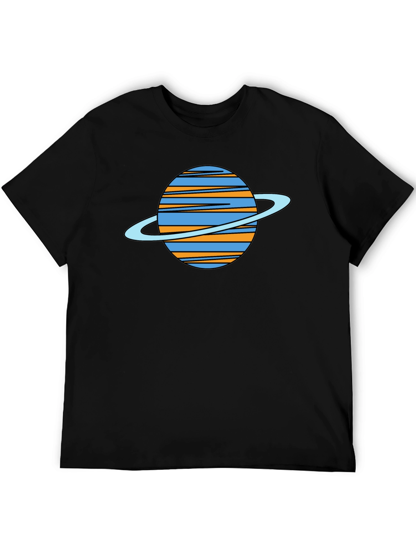Black Saturn Graphic Black T-Shirt - Trendy Space Tee view 5