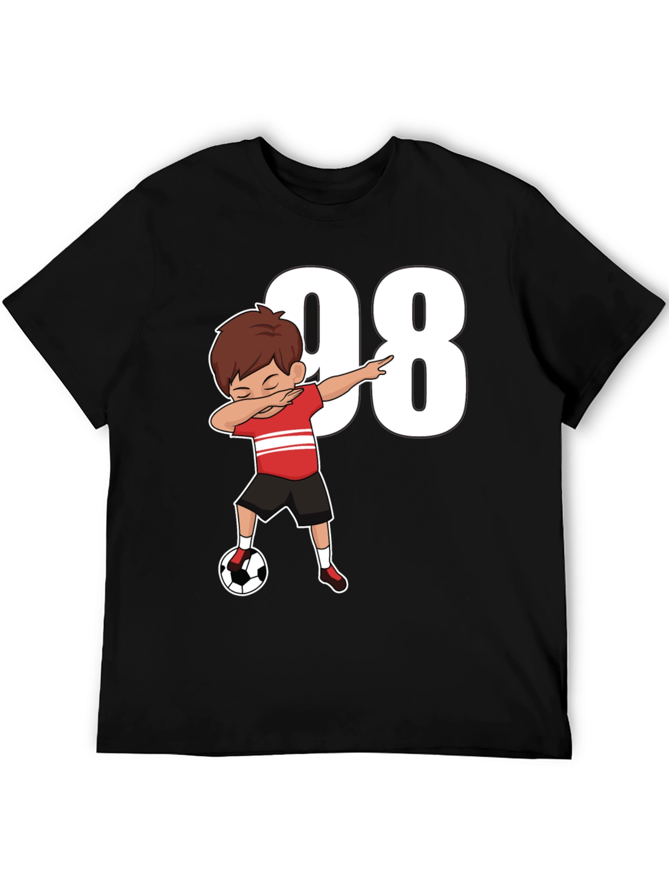 Black Dabbing Soccer Boy T-Shirt - Number 98 view 5