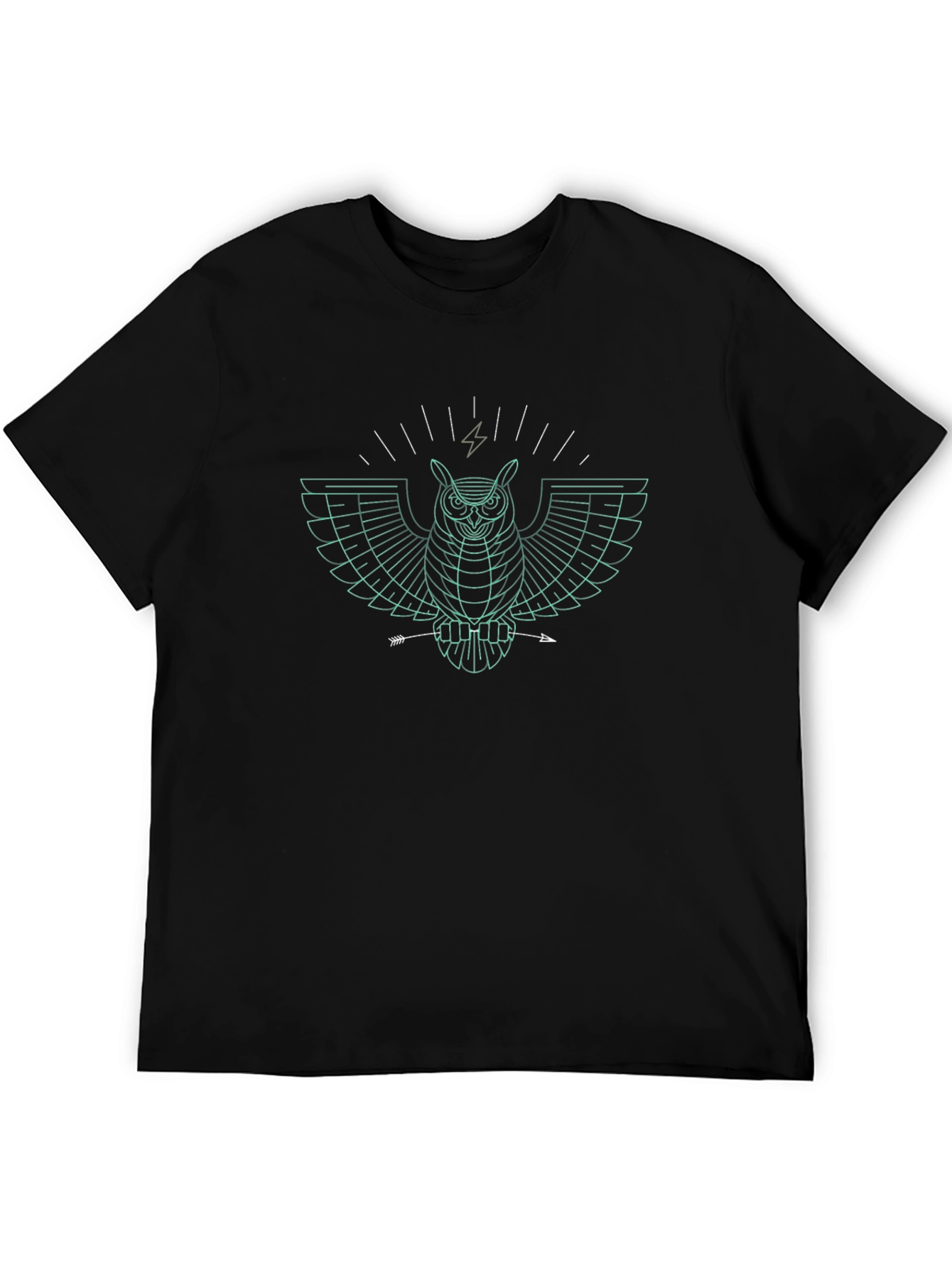 Black Geometric Owl Graphic Tee - Cool Design view 5