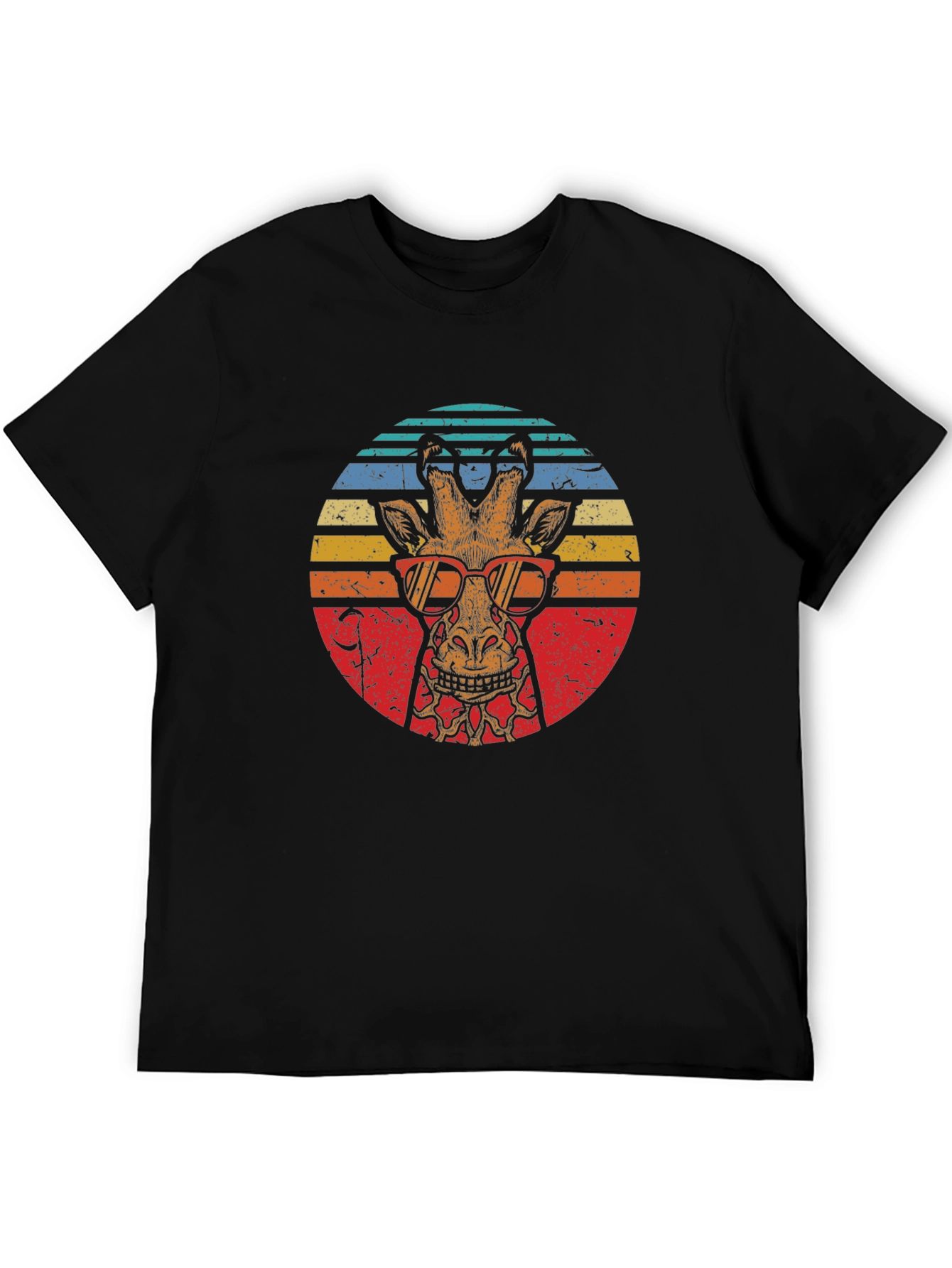 Black Retro Giraffe Sunglasses Graphic T-Shirt view 5