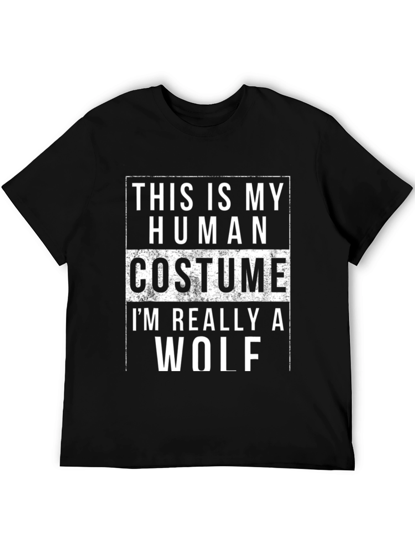 Black Human Costume Wolf T-Shirt - Funny Animal Tee view 5