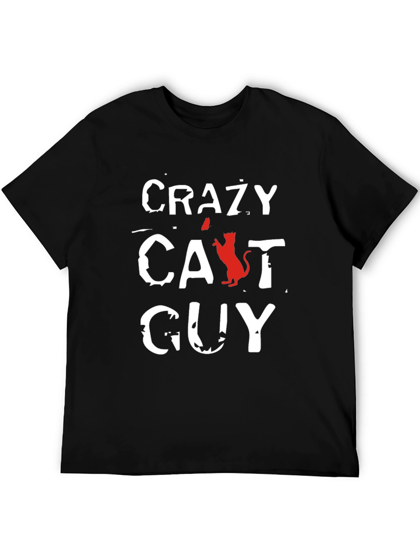 Black Crazy Cat Guy T-Shirt - Unique Gift for Cat Lovers view 5