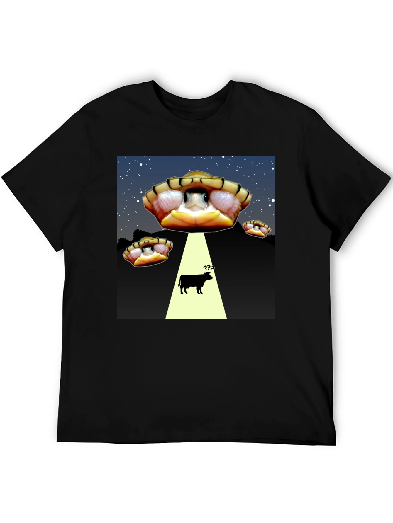 Black Alien Turtle Abduction T-Shirt - Funny Graphic Tee view 5