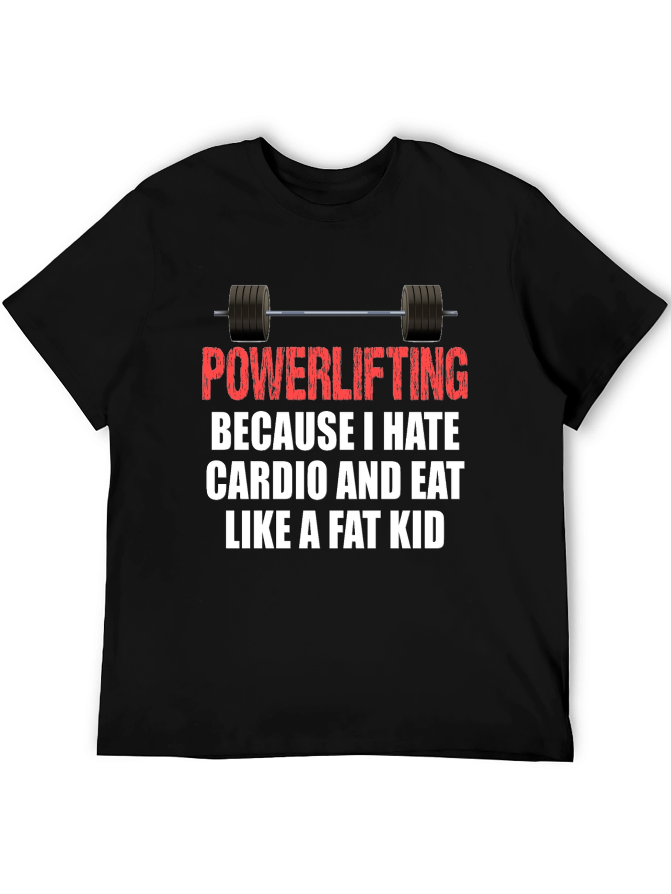 Black Powerlifting Hates Cardio Graphic Tee view 5