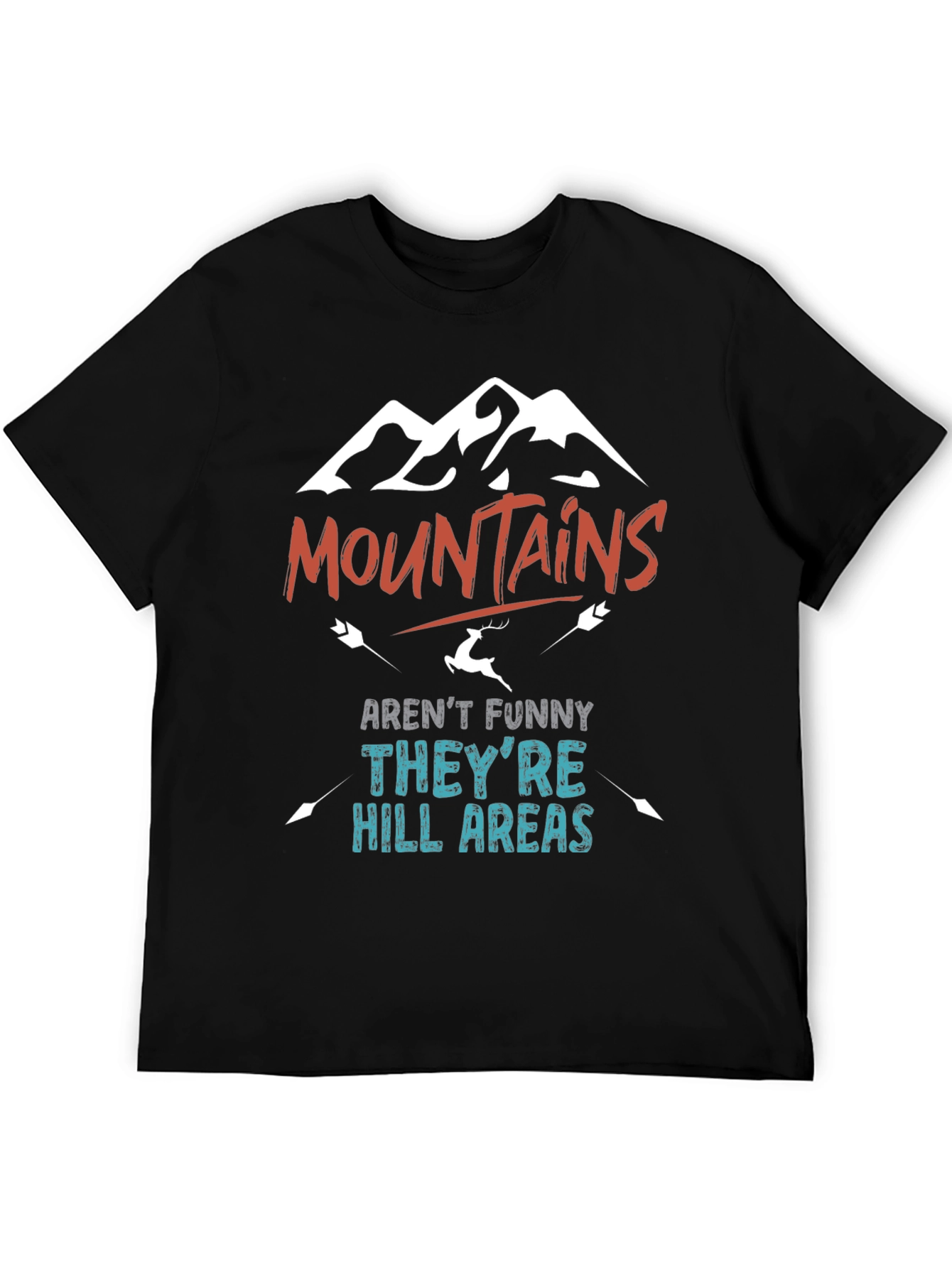 Black Mountains Aren't Funny Men's Black T-Shirt view 5