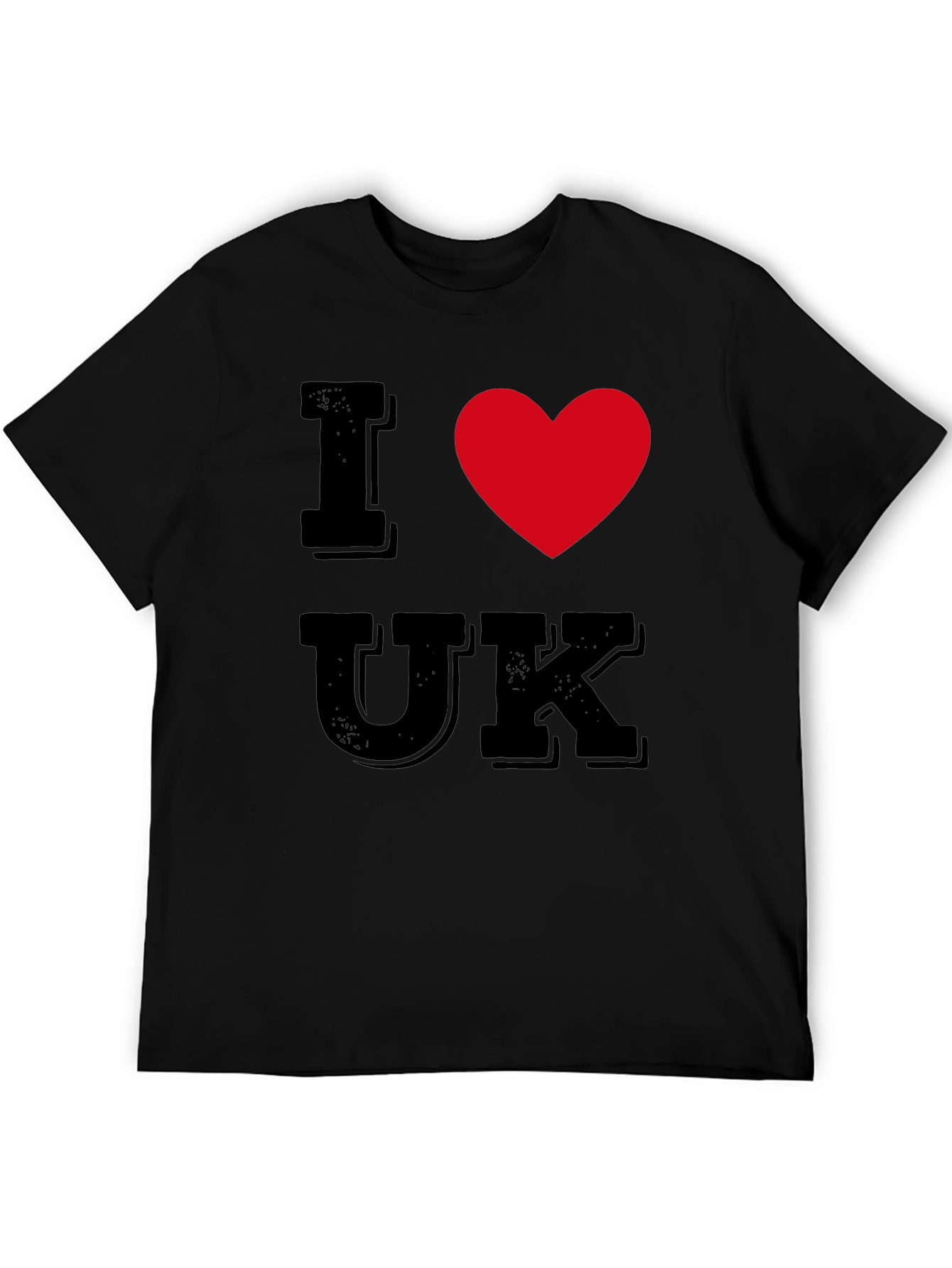 Black I Heart UK T-Shirt - Black Cotton Tee view 5