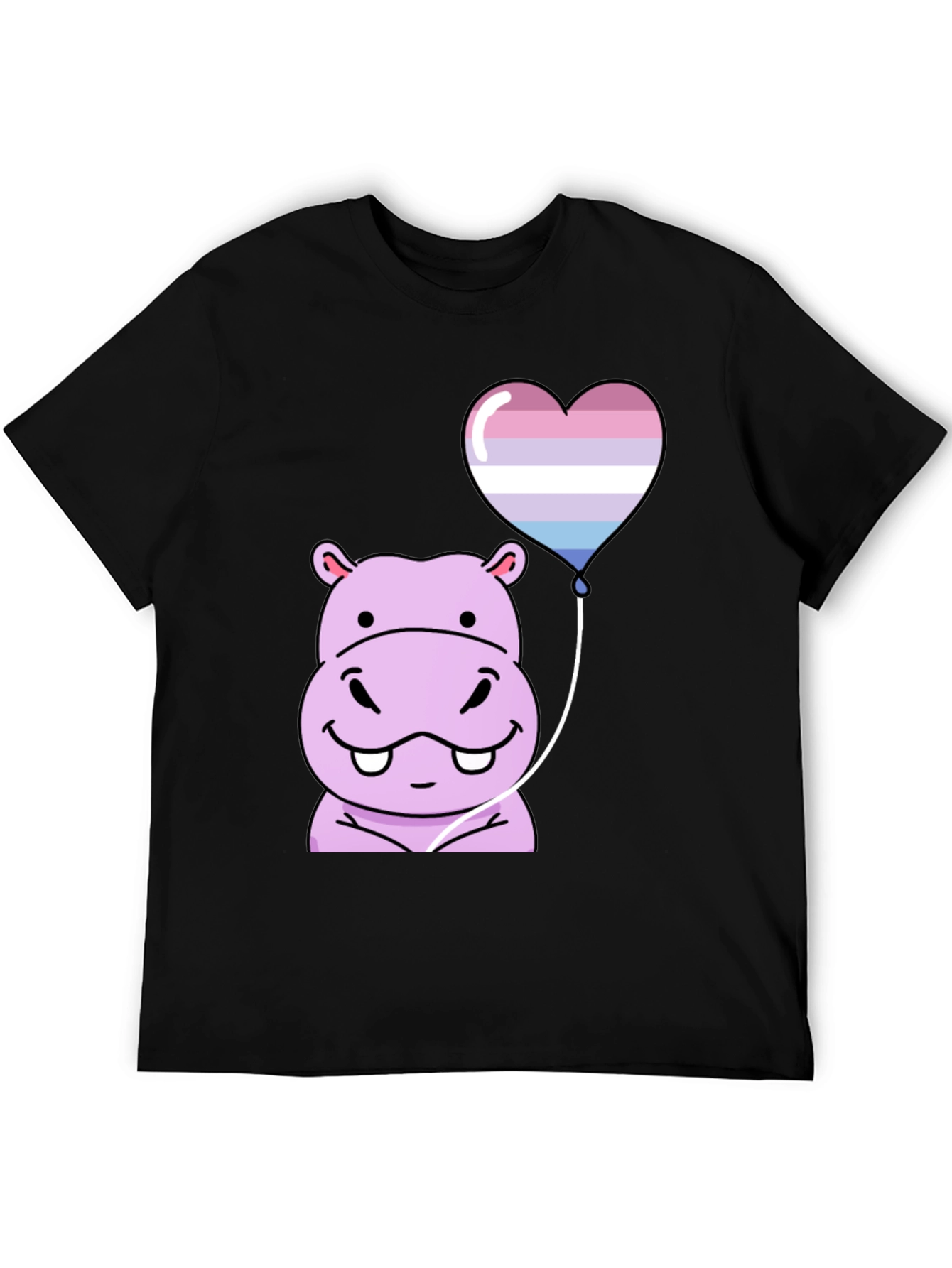 Black Hippo Heart Balloon T-Shirt view 5