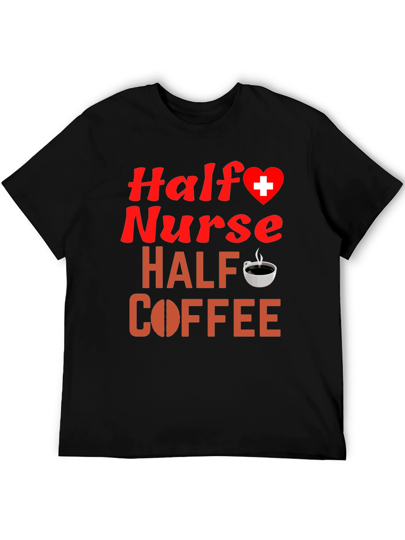 Black Half Nurse Half Coffee Graphic T-Shirt view 5