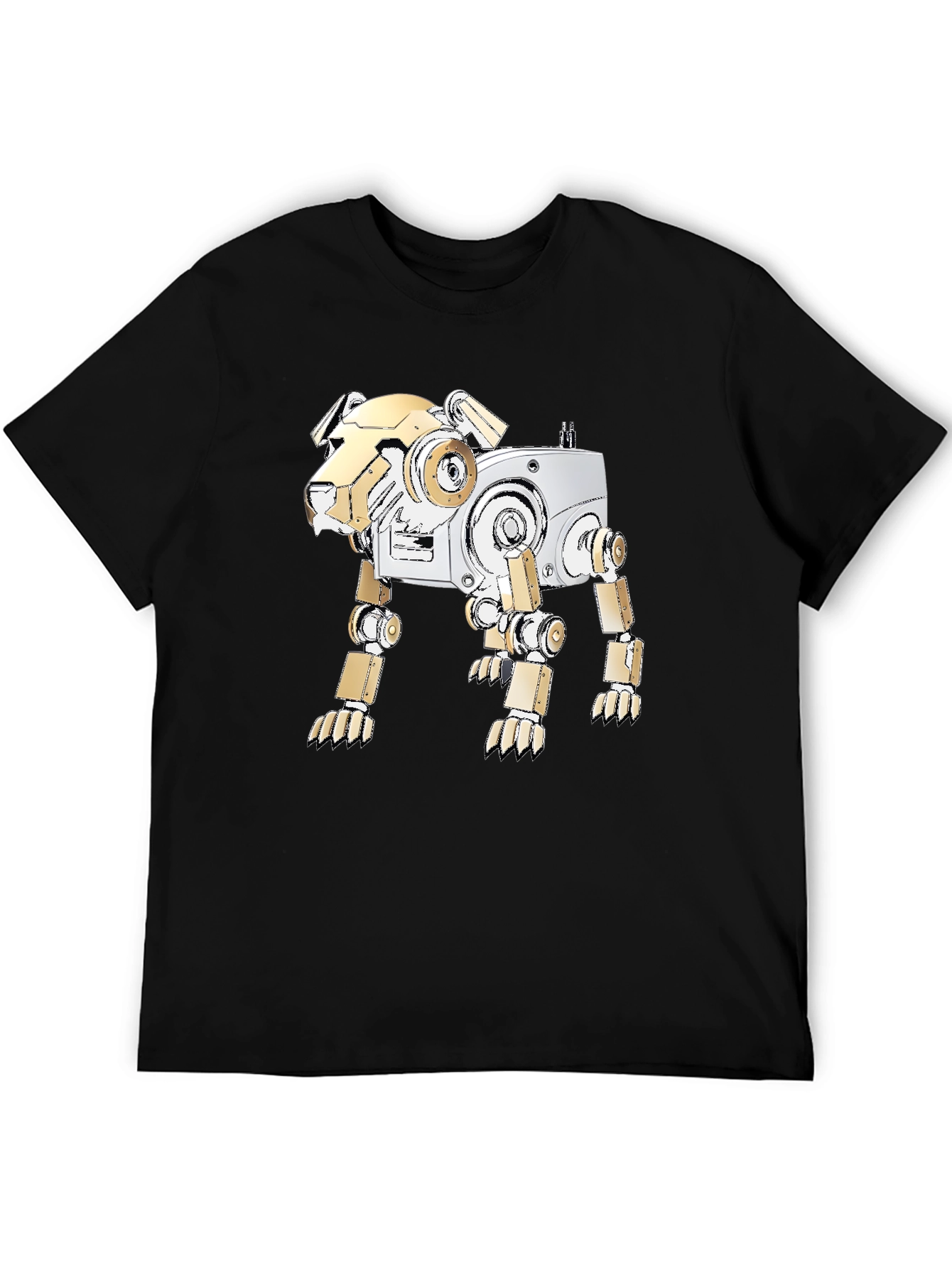 Black Robot Dog Graphic Tee - Stylish Sci-Fi Shirt view 5