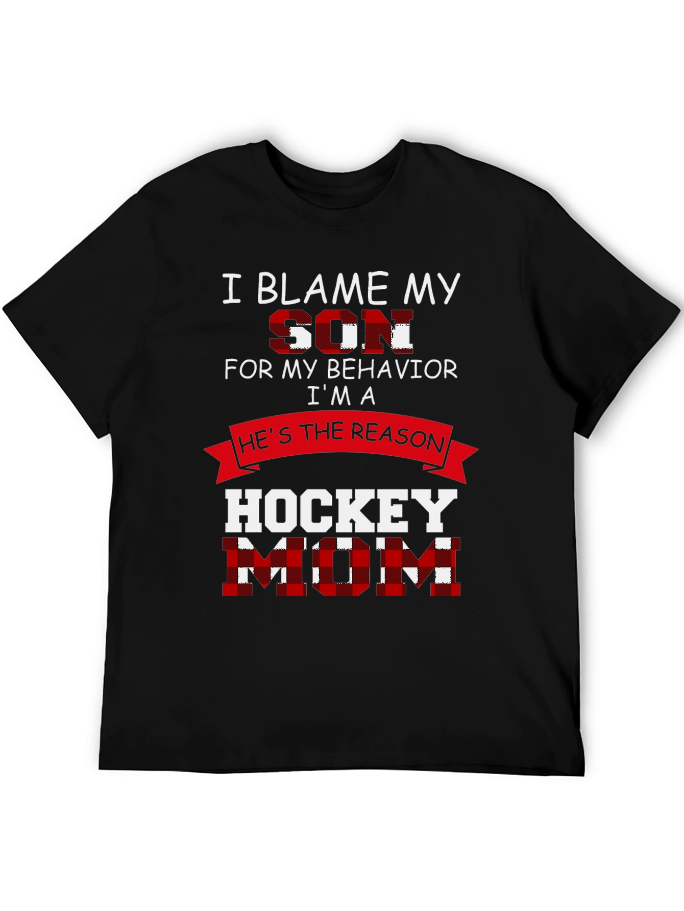 Black Hockey Mom T-Shirt - Blame My Son Tee view 5