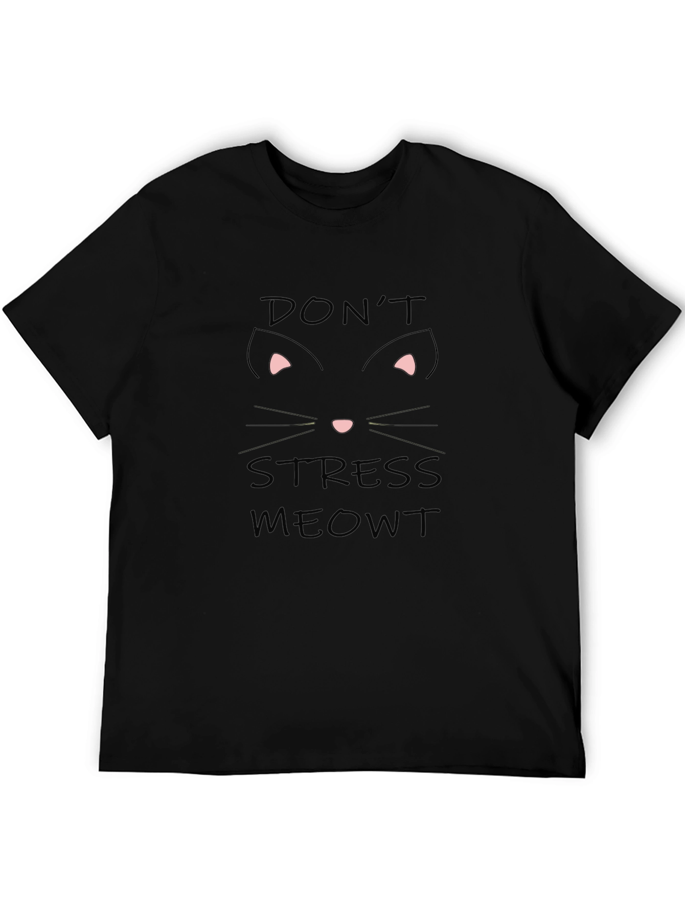 Black Don't Stress Meowt Black T-Shirt view 5