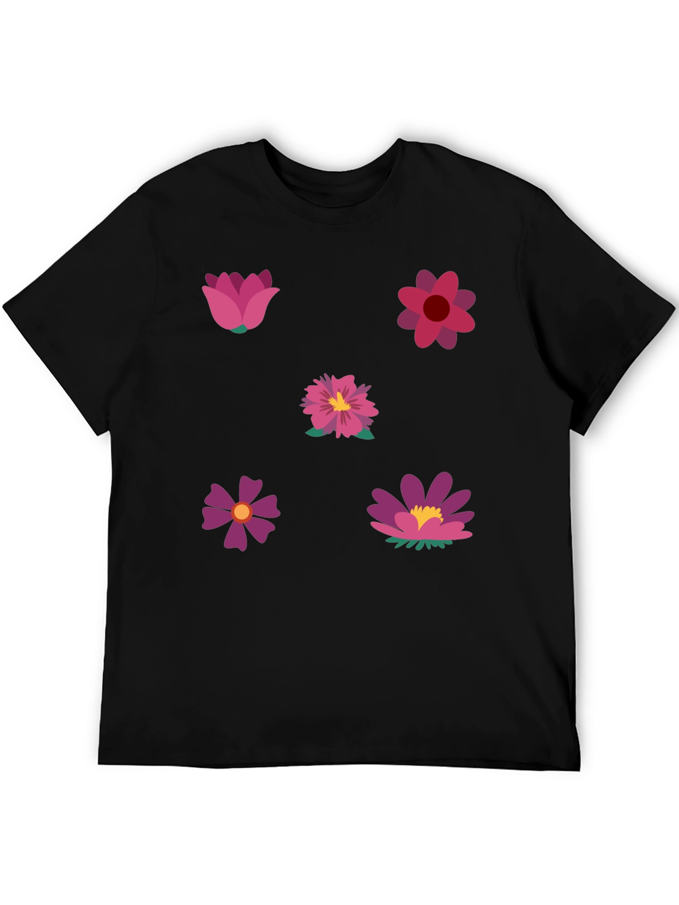 Black Floral Print Black T-Shirt view 5