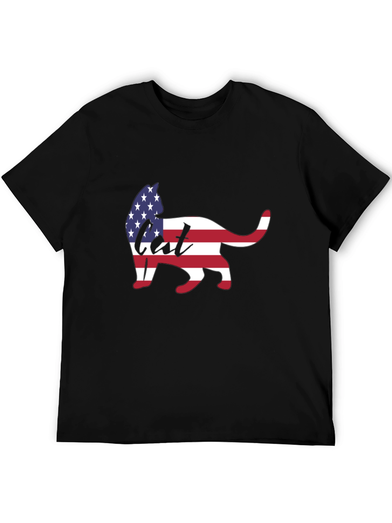 Black Patriotic Cat T-Shirt view 5