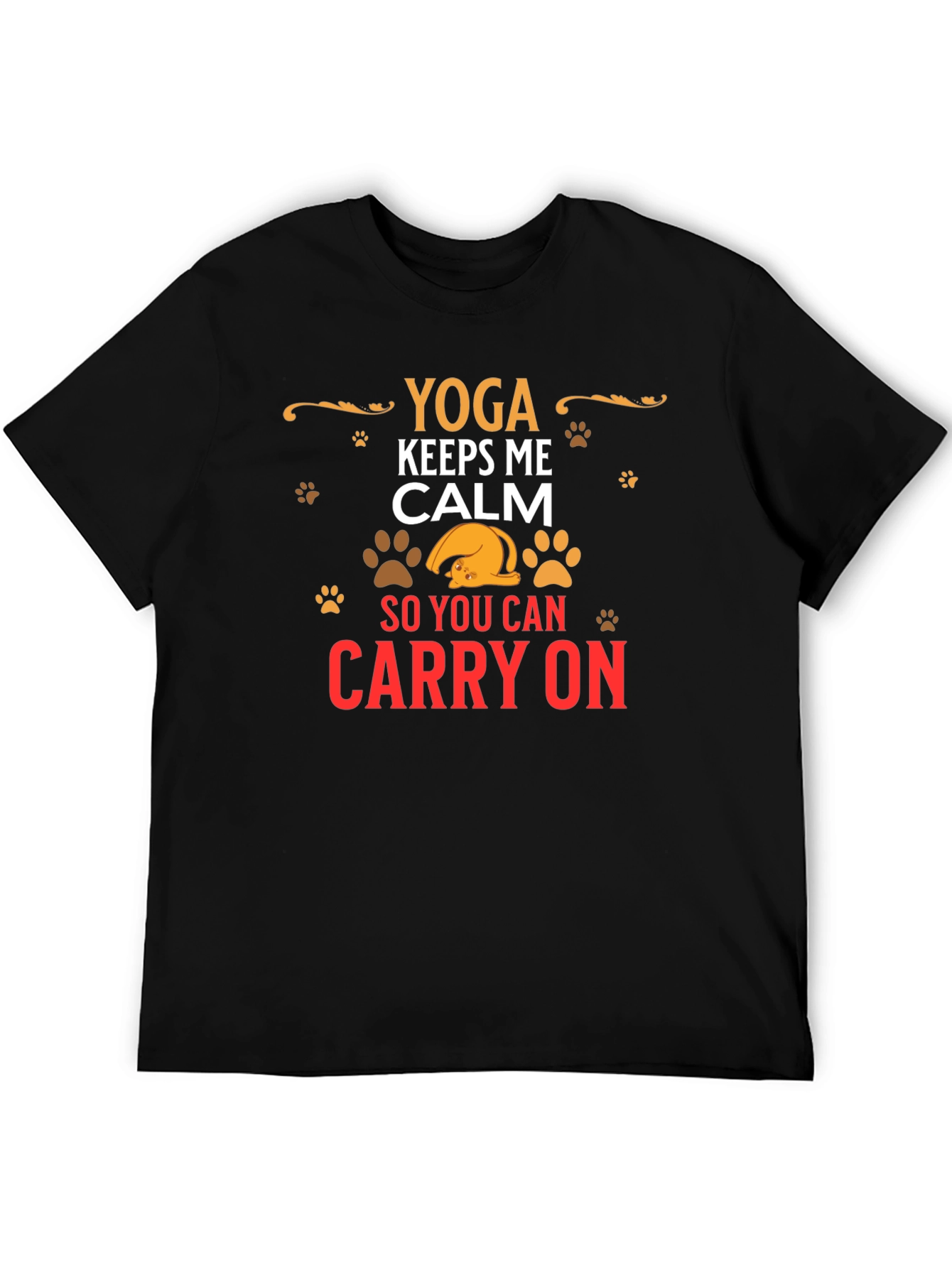 Black Yoga Keeps Me Calm Graphic T-Shirt view 5