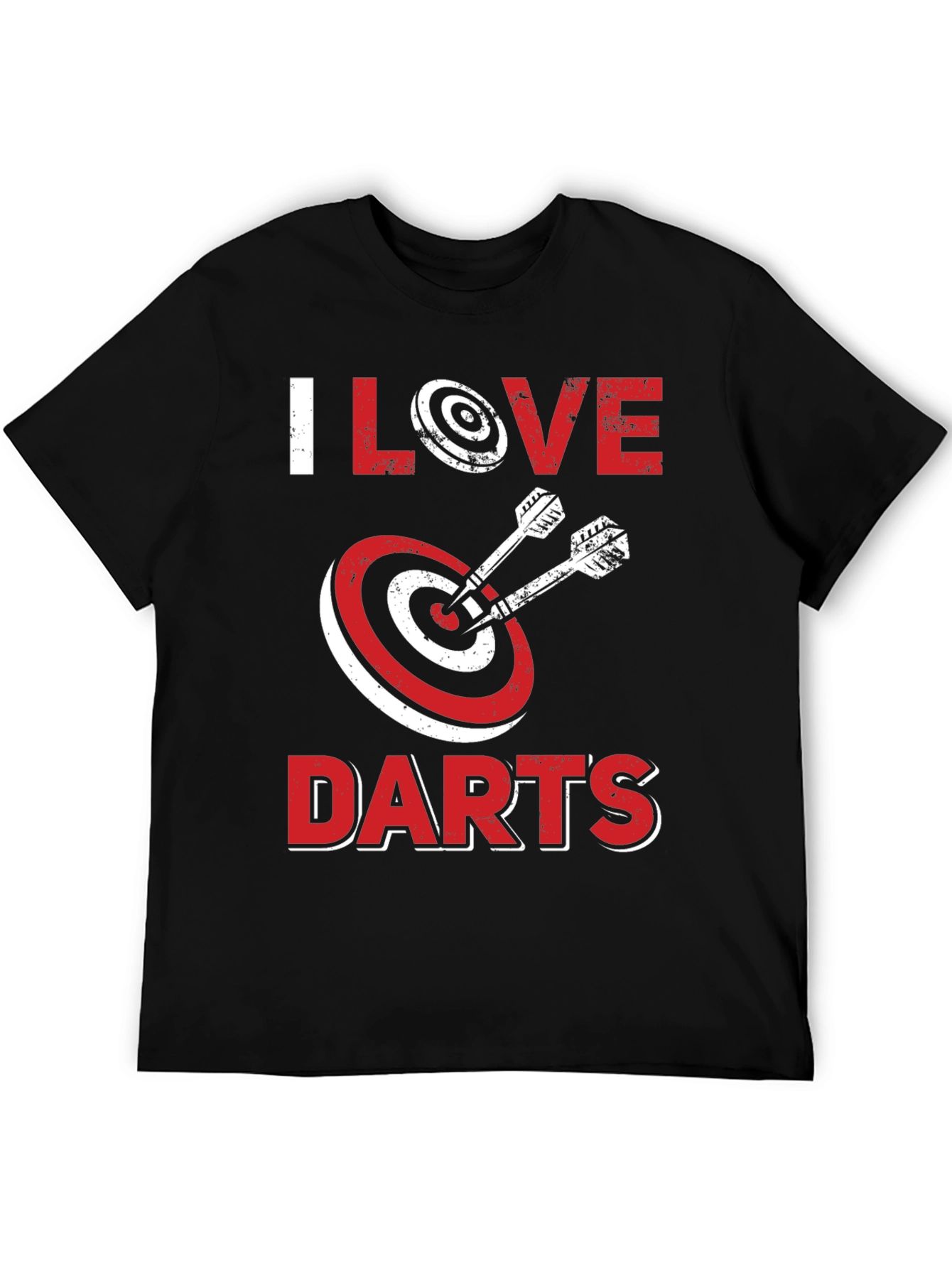 Black I Love Darts Graphic Tee - Black Cotton Casual Shirt view 5