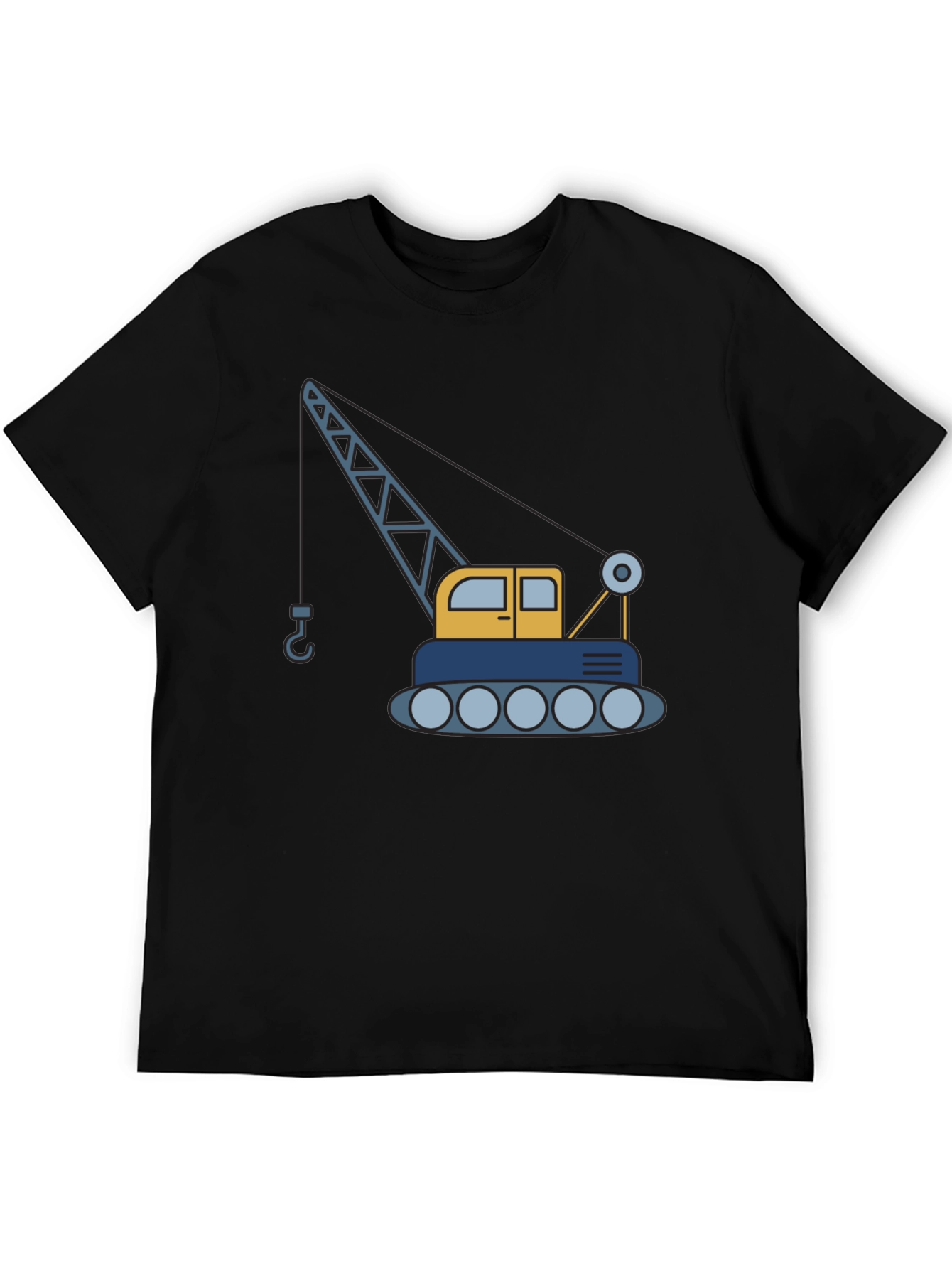 Black Crane Graphic T-Shirt - Construction Vehicle Tee view 5