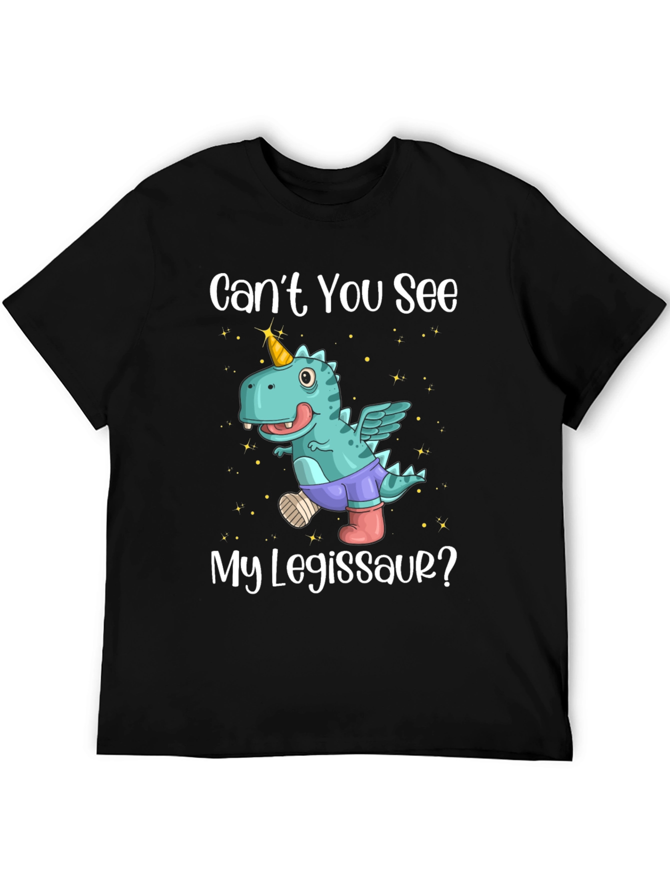 Black Funny Legisaur T-Shirt - Dinosaur Unicorn Tee view 5