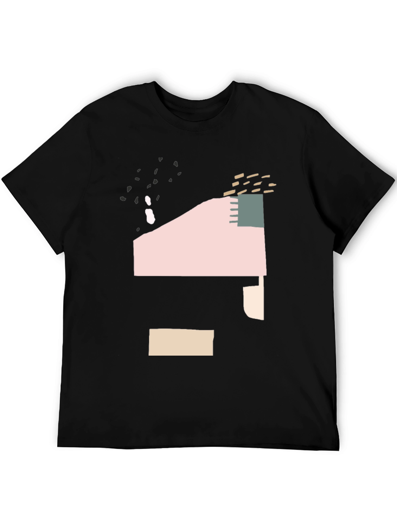Black Abstract Graphic Print T-Shirt - Modern Art Tee view 5