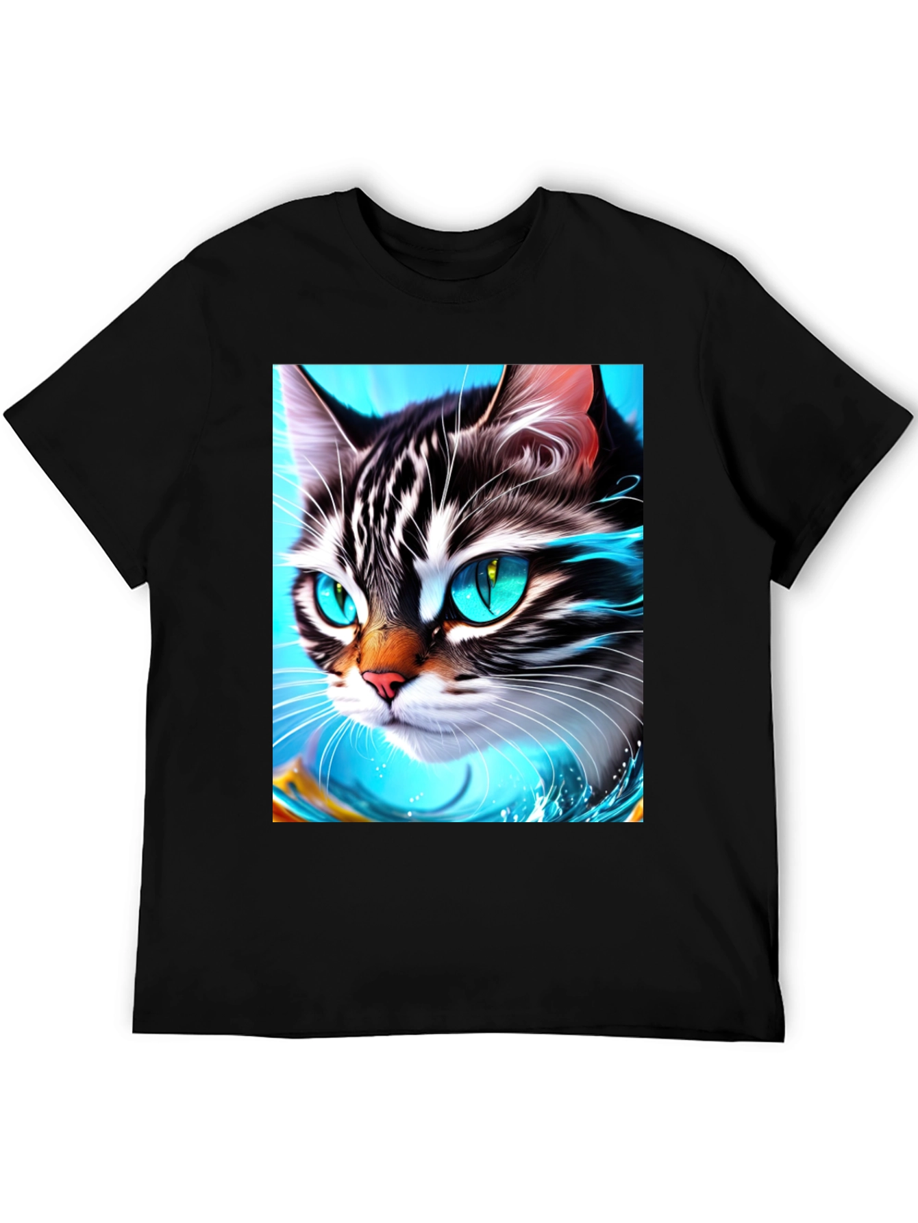 Black Cat Face T-Shirt - Cool Graphic Tee view 5
