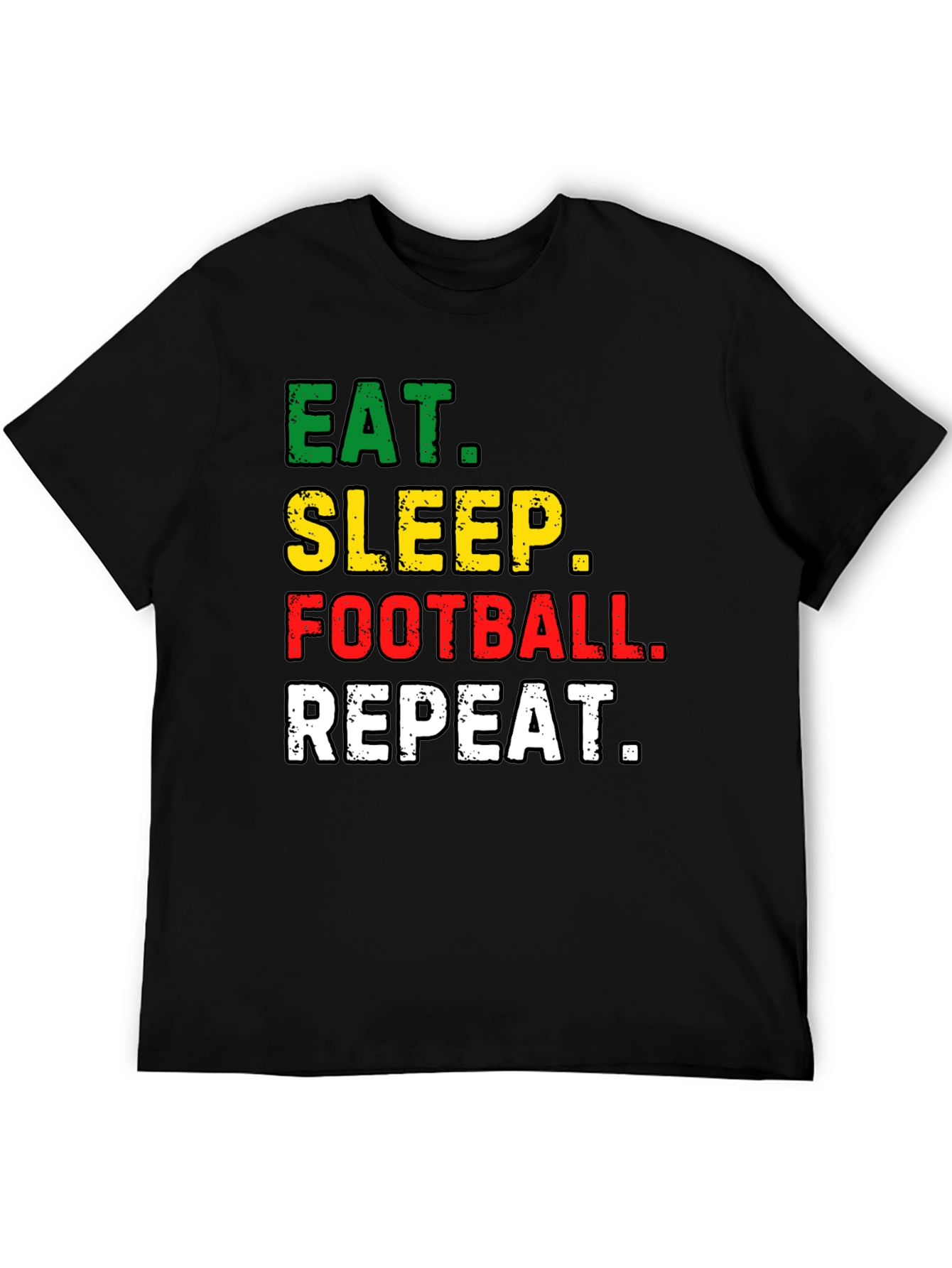 Black Eat Sleep Football Repeat Black T-Shirt view 5