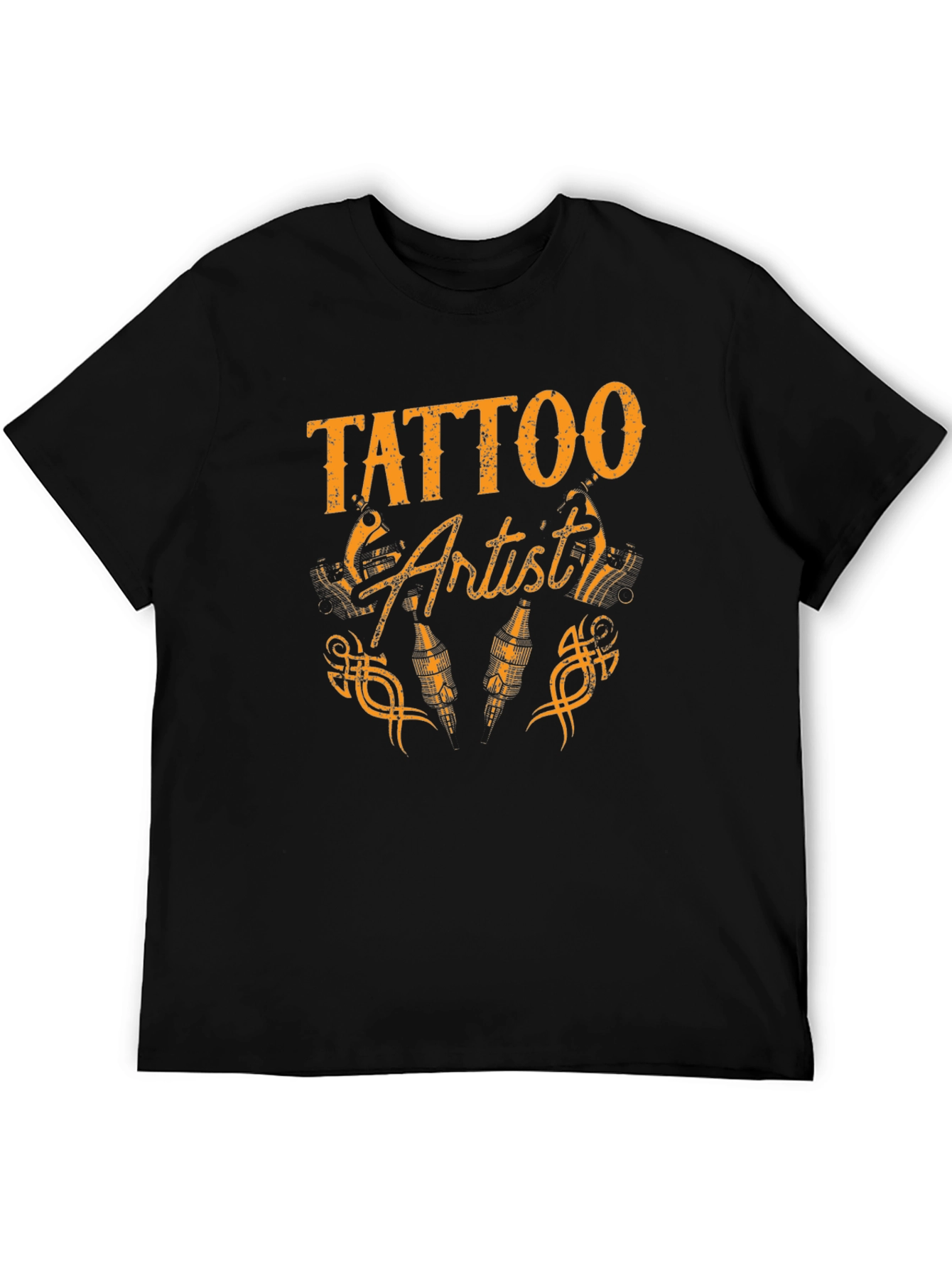 Black Tattoo Artist Graphic Tee - Black Cotton T-Shirt view 5
