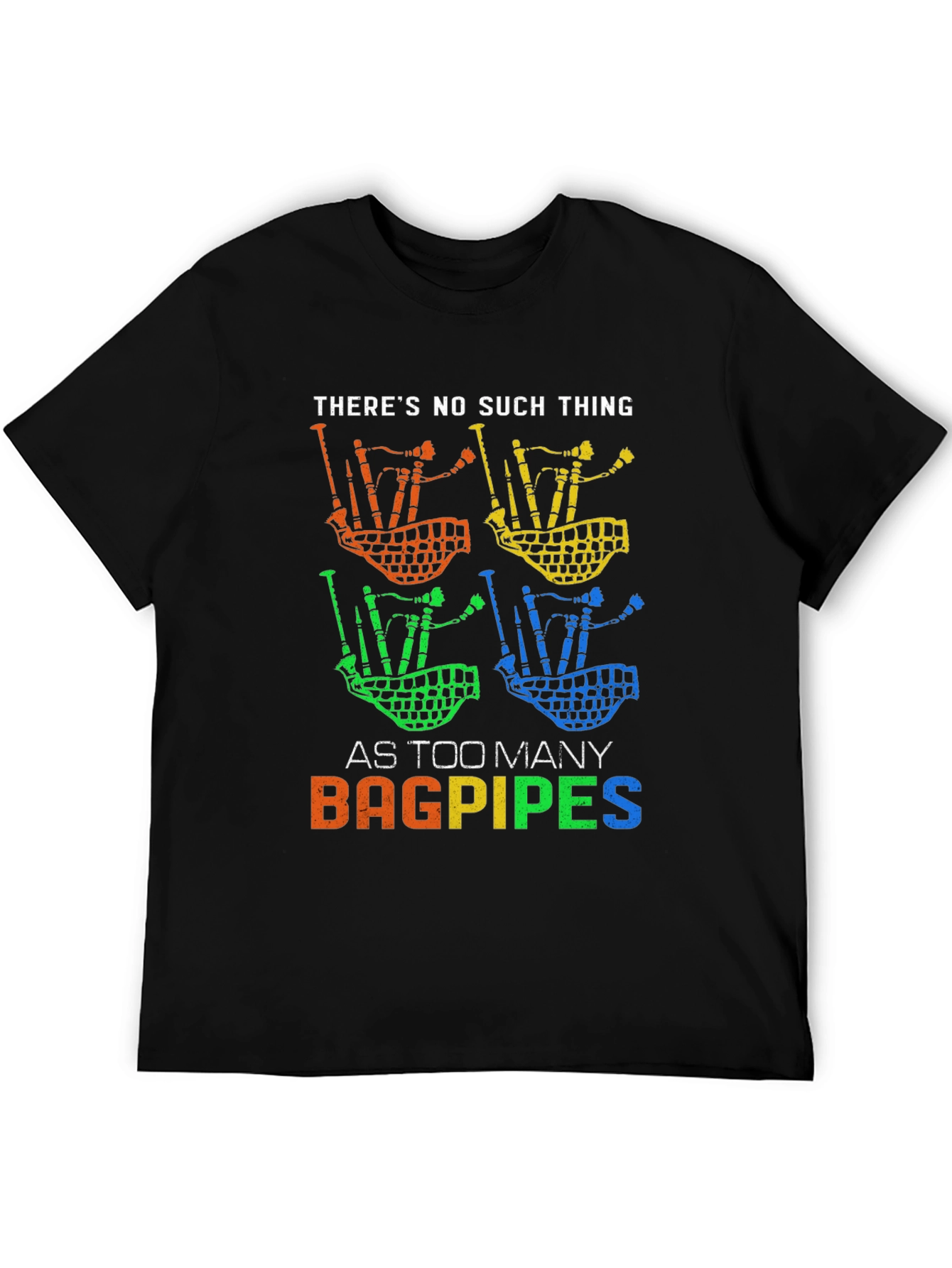 Black Bagpipes Graphic Tee - Too Many Bagpipes view 5