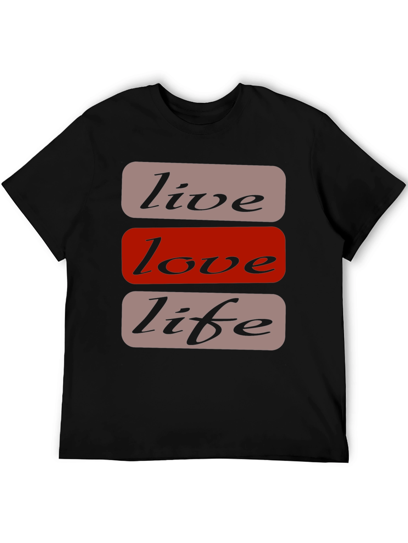 Black Live Love Life Graphic T-Shirt - Casual Black Tee view 5