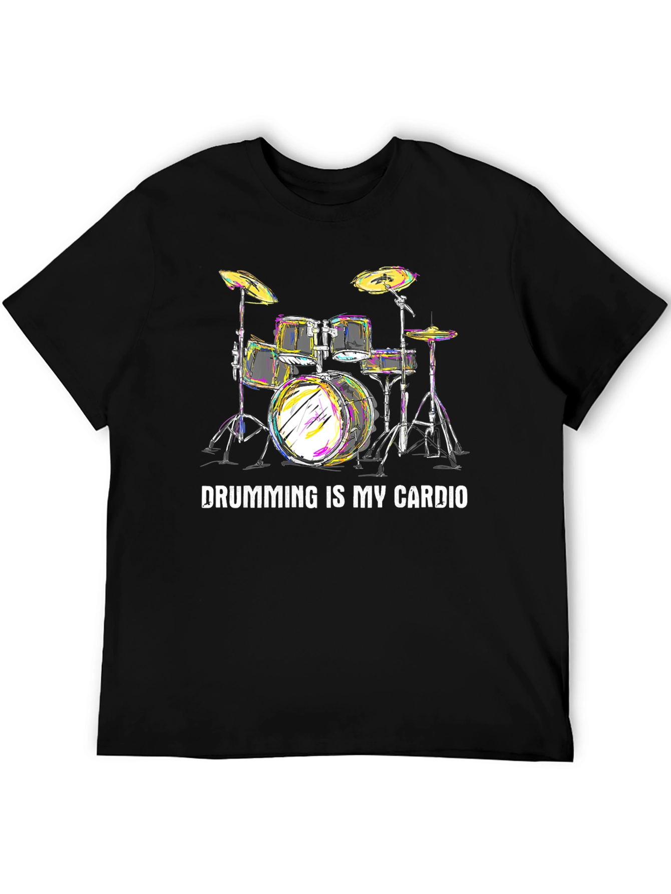 Black Drumming is My Cardio Black T-Shirt view 5