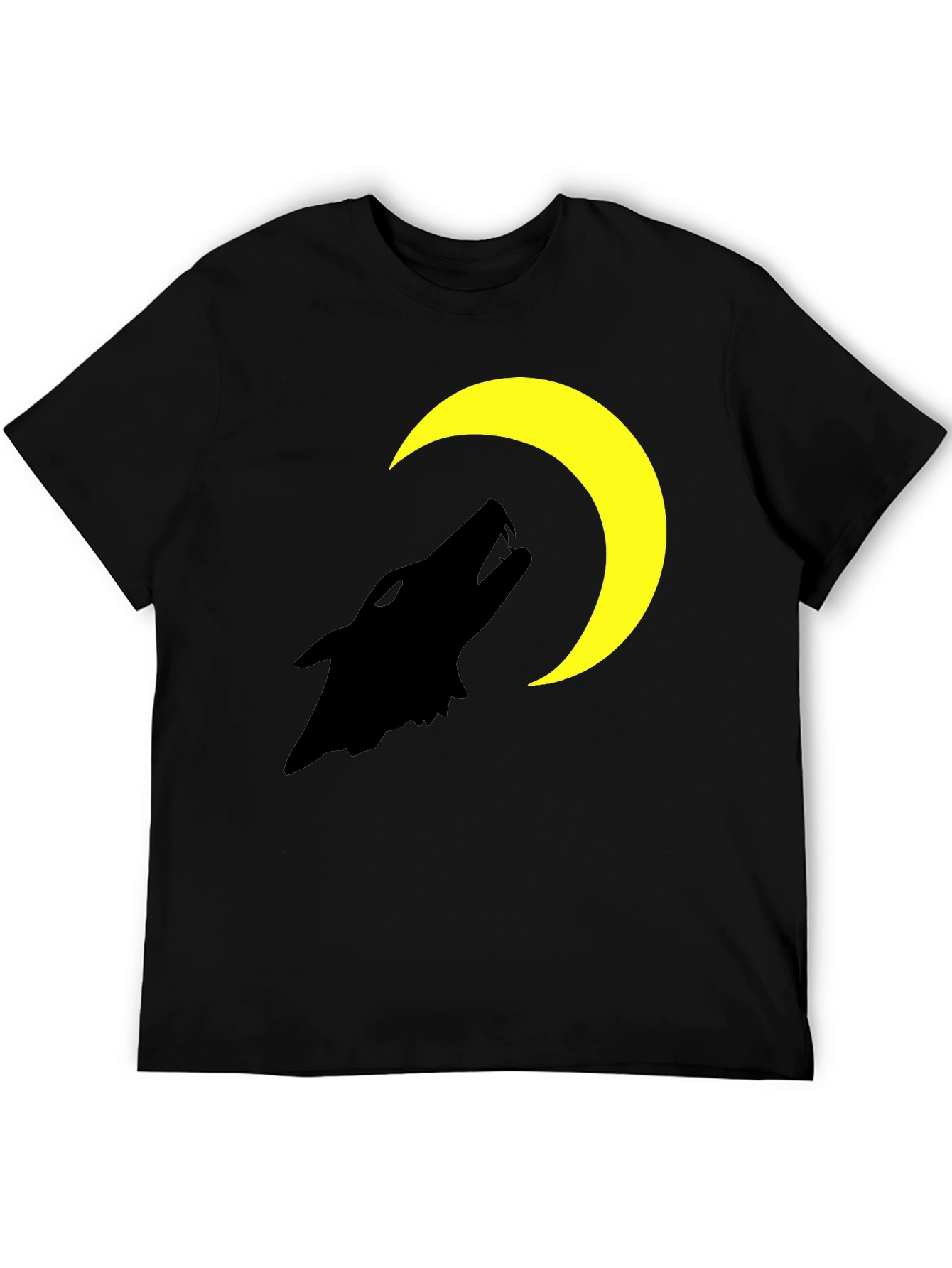 Black Wolf Moon Graphic T-Shirt - Black Cotton Tee view 5