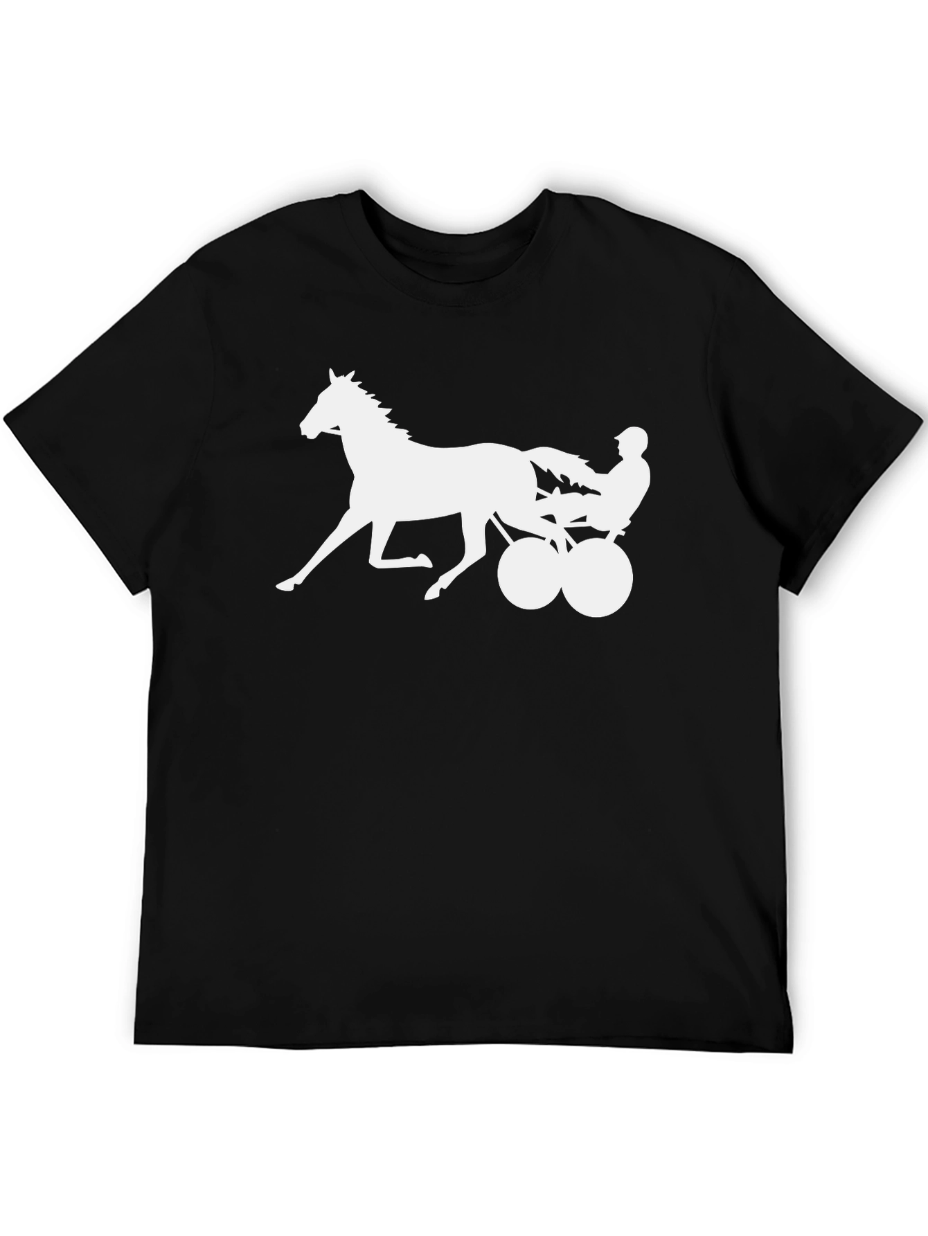 Black Black T-Shirt with Horse and Sulky Design view 5