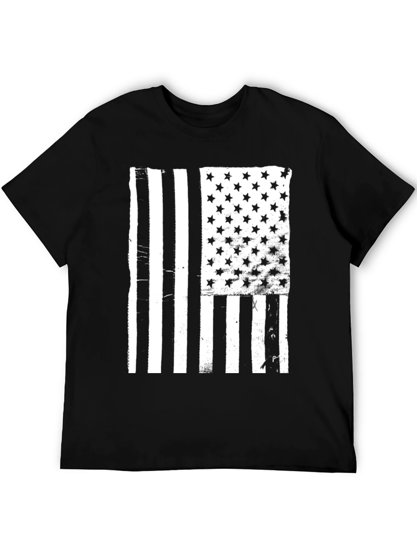 Black Distressed American Flag Graphic Tee view 5