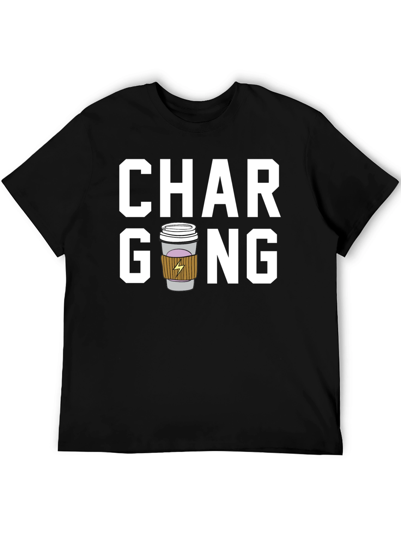 Black Charging Coffee Graphic T-Shirt view 5
