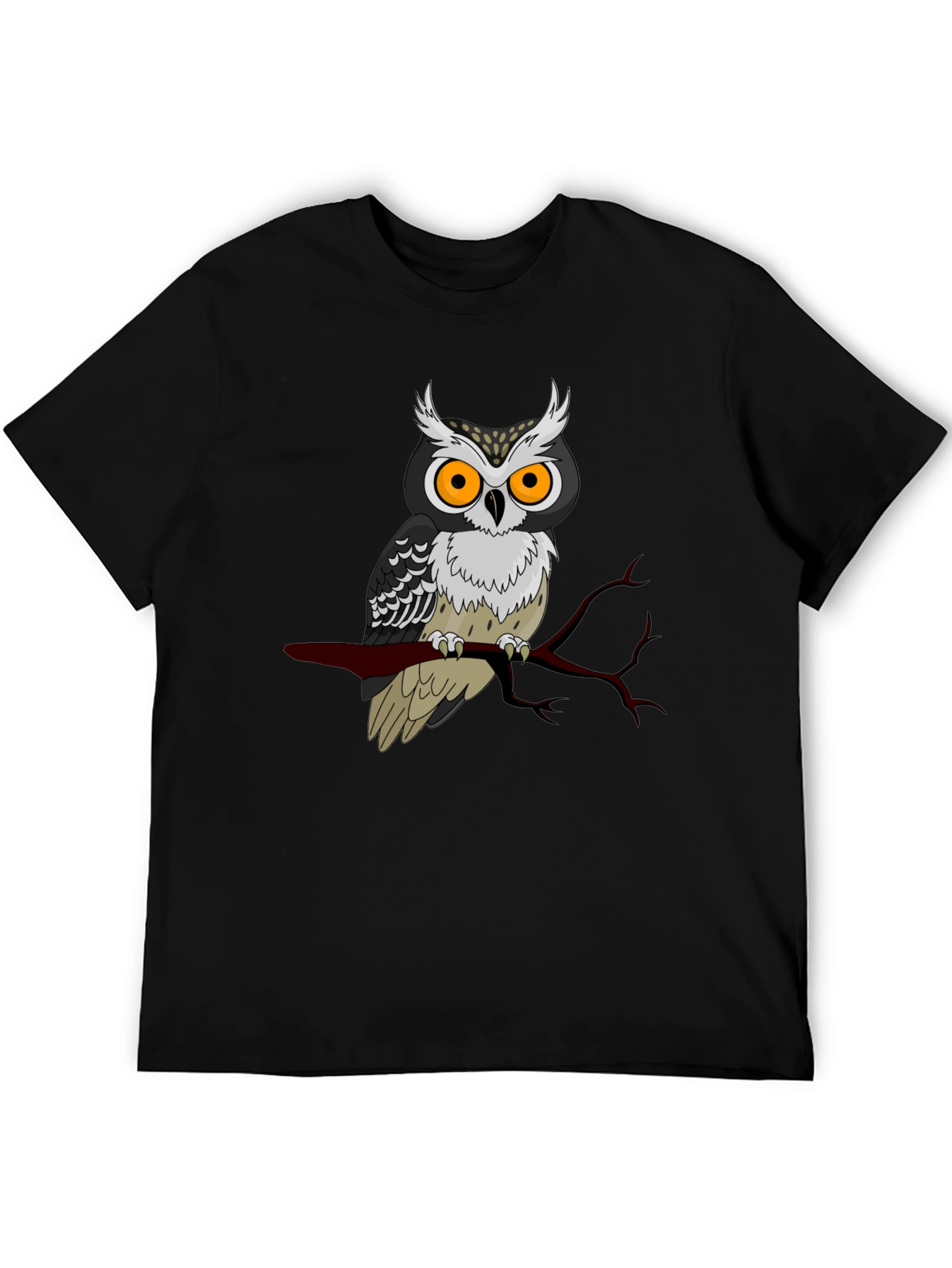 Black Owl Graphic Print Black T-Shirt view 5