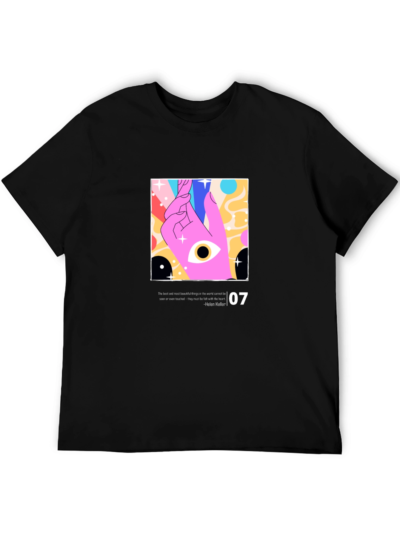 Black Modern Graphic T-Shirt - Artistic Eye Design view 5