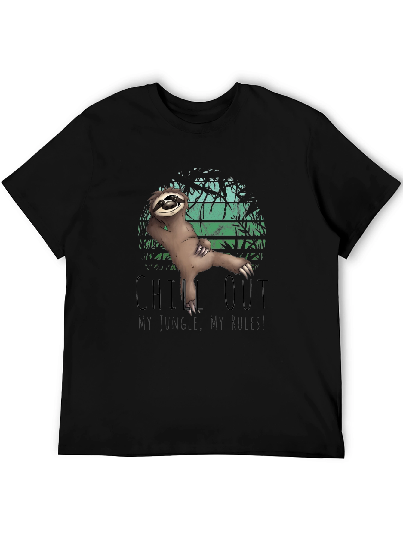 Black Chill Sloth T-Shirt: My Jungle, My Rules view 5