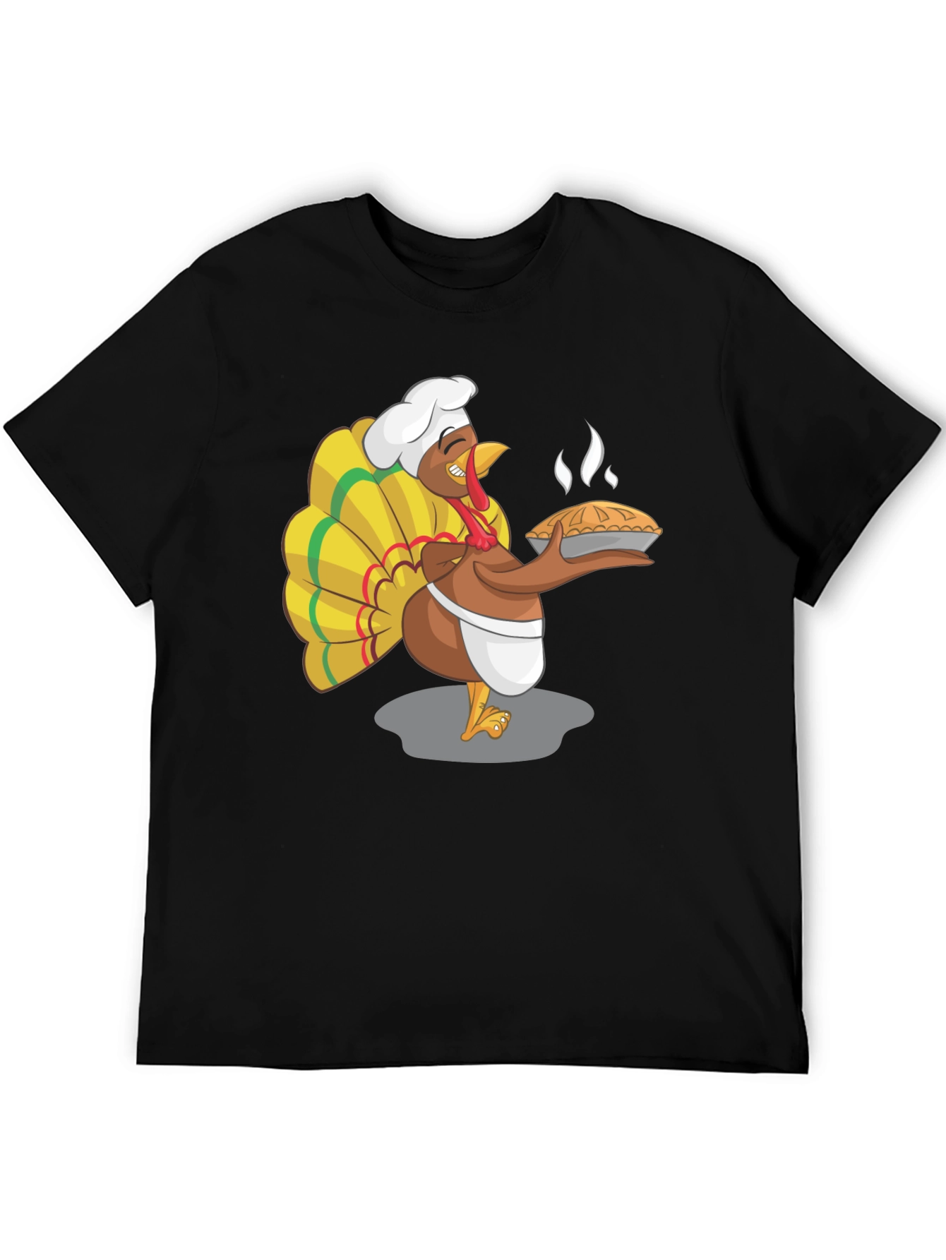 Black Funny Turkey Chef Pie Graphic T-Shirt view 5