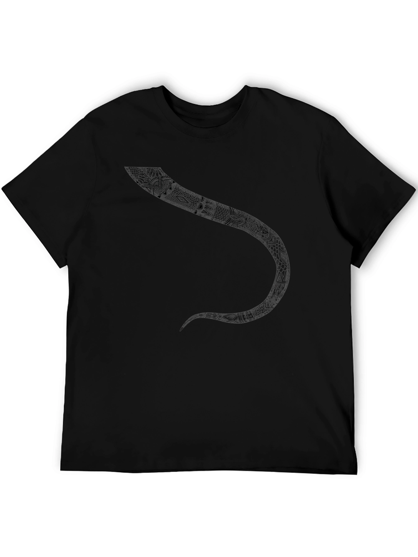 Black Tribal Snake Graphic Black T-Shirt view 5