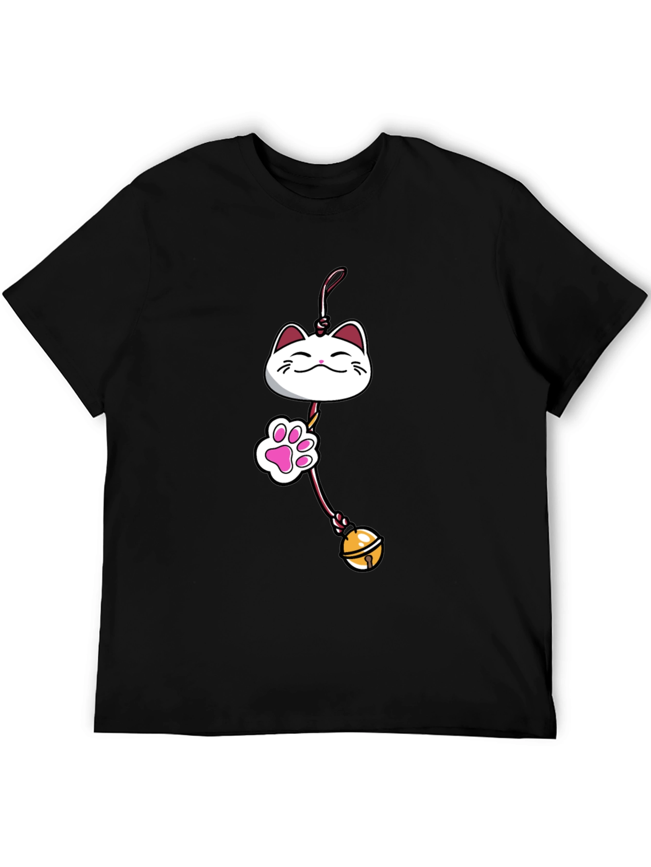 Black Lucky Cat Charm Graphic Tee - Black view 5