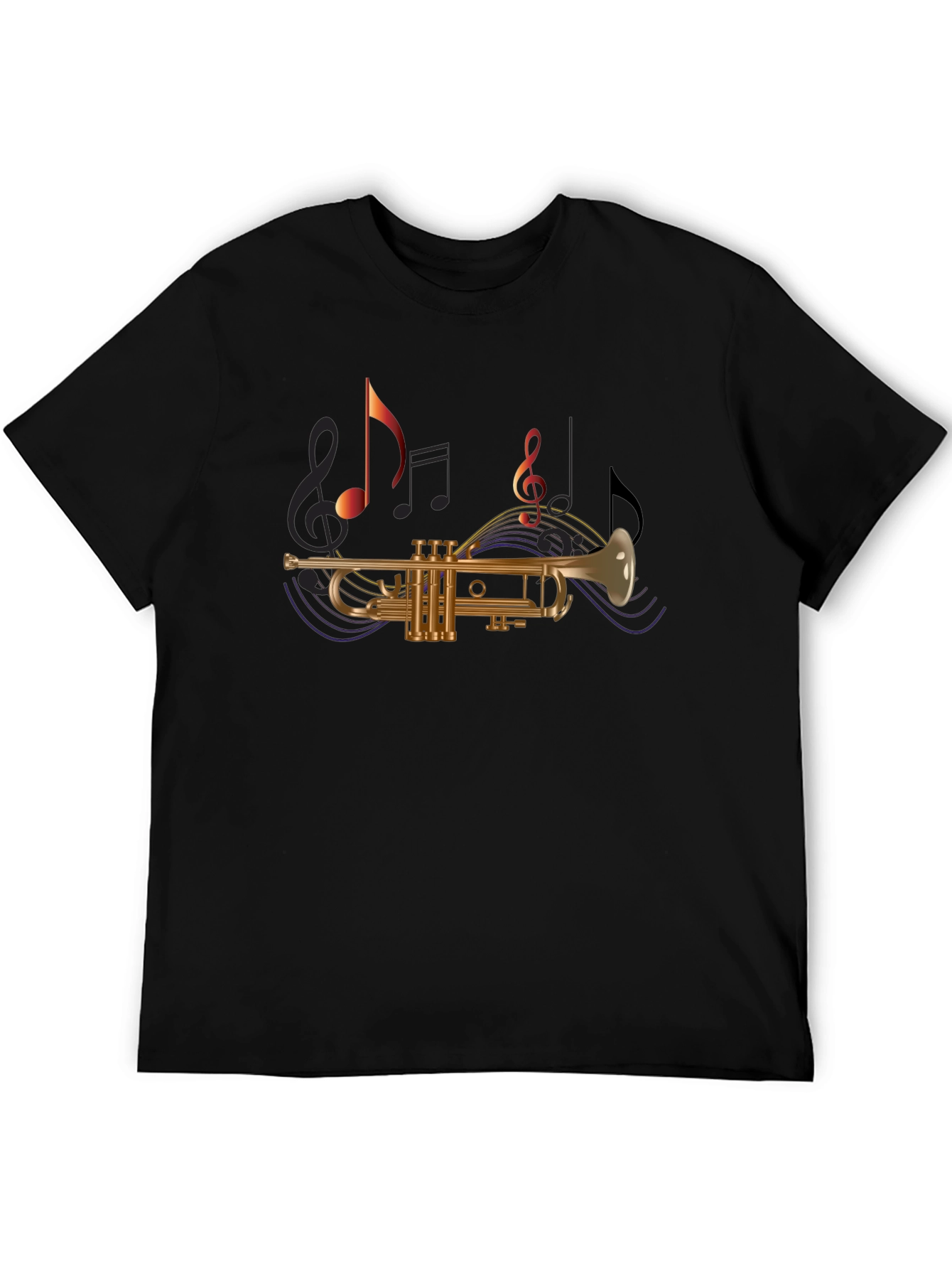 Black Trumpet & Music Note T-Shirt - Black view 5