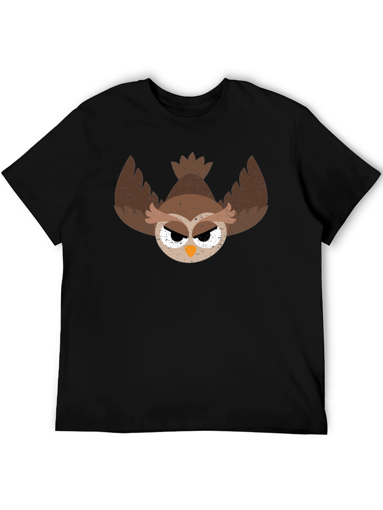 Black Grumpy Owl Graphic Tee - Men's Black T-Shirt view 5