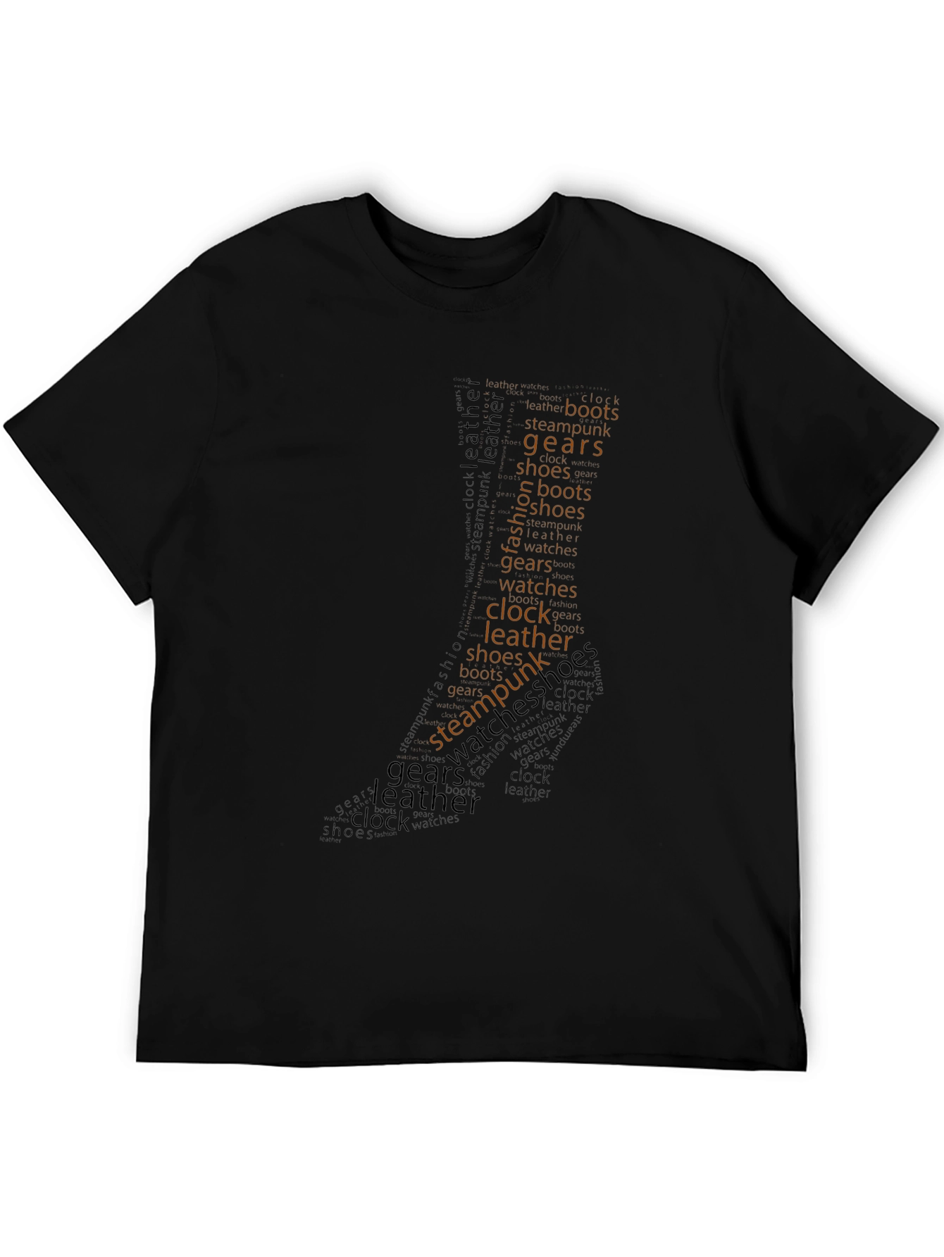 Black Steampunk Word Art Graphic T-Shirt view 5