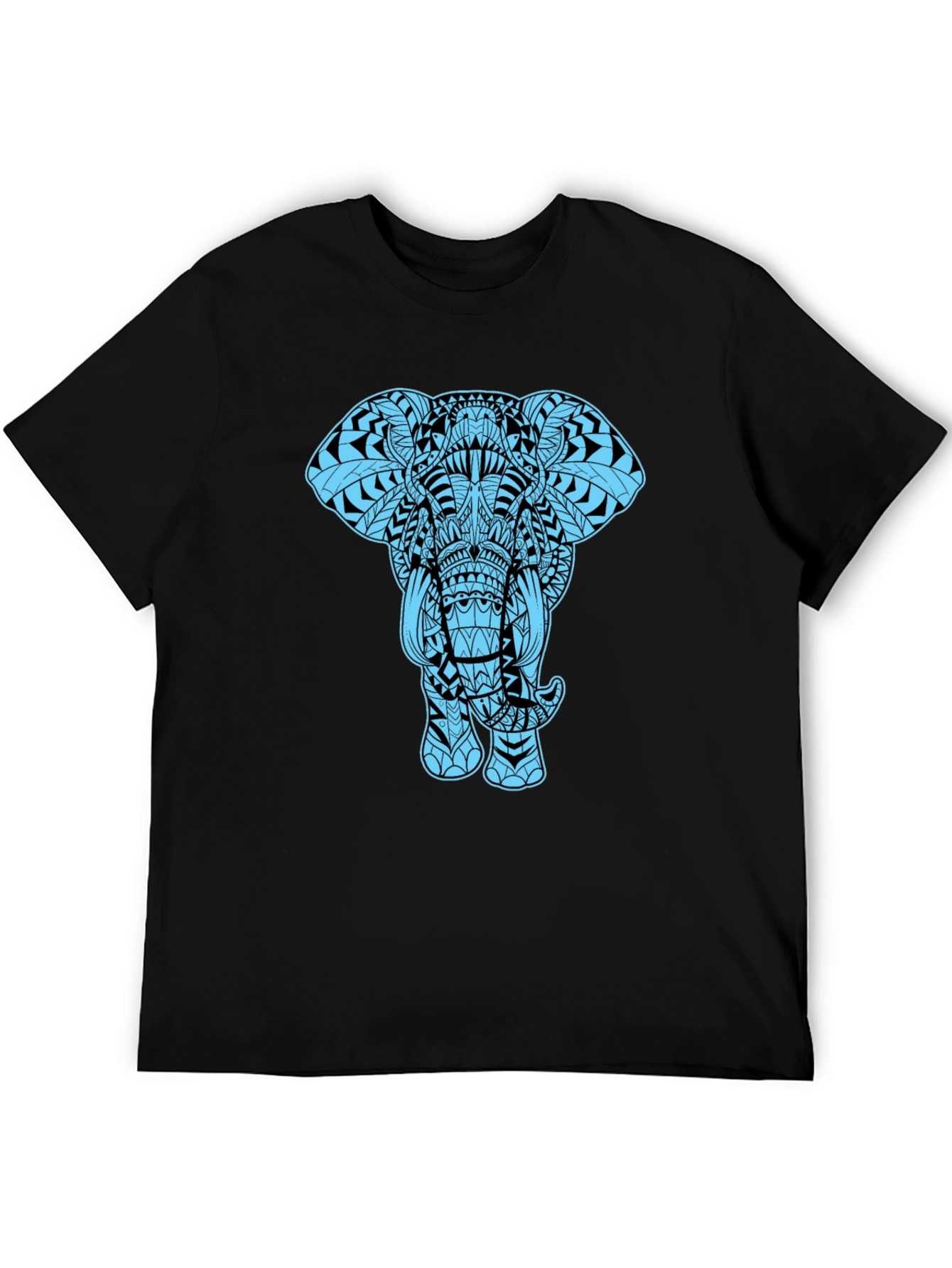Black Elephant Graphic Tee - Black Cotton Blend Casual Shirt view 5