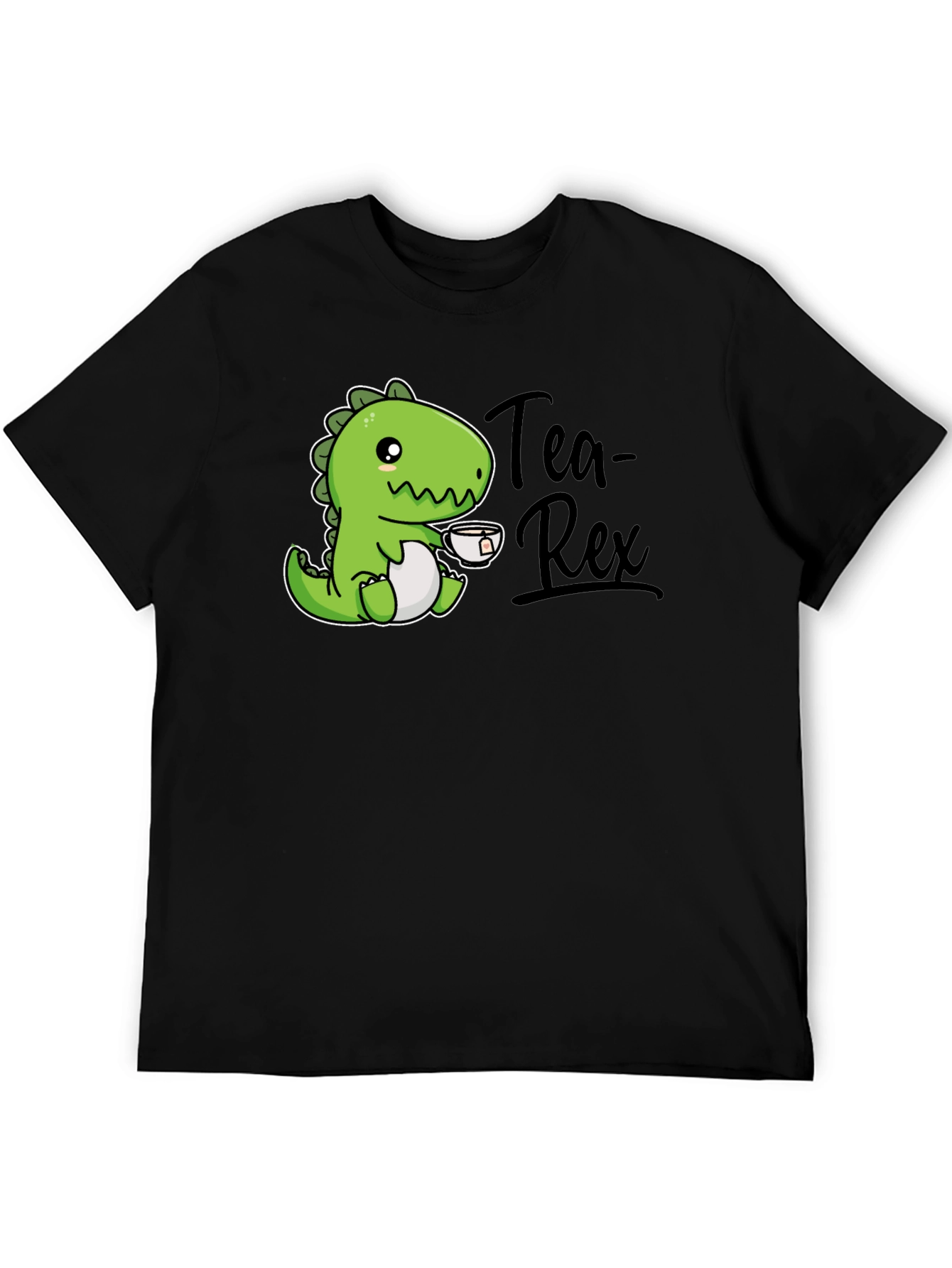 Black Tea Rex T-Shirt - Cute Dinosaur Graphic Tee view 5