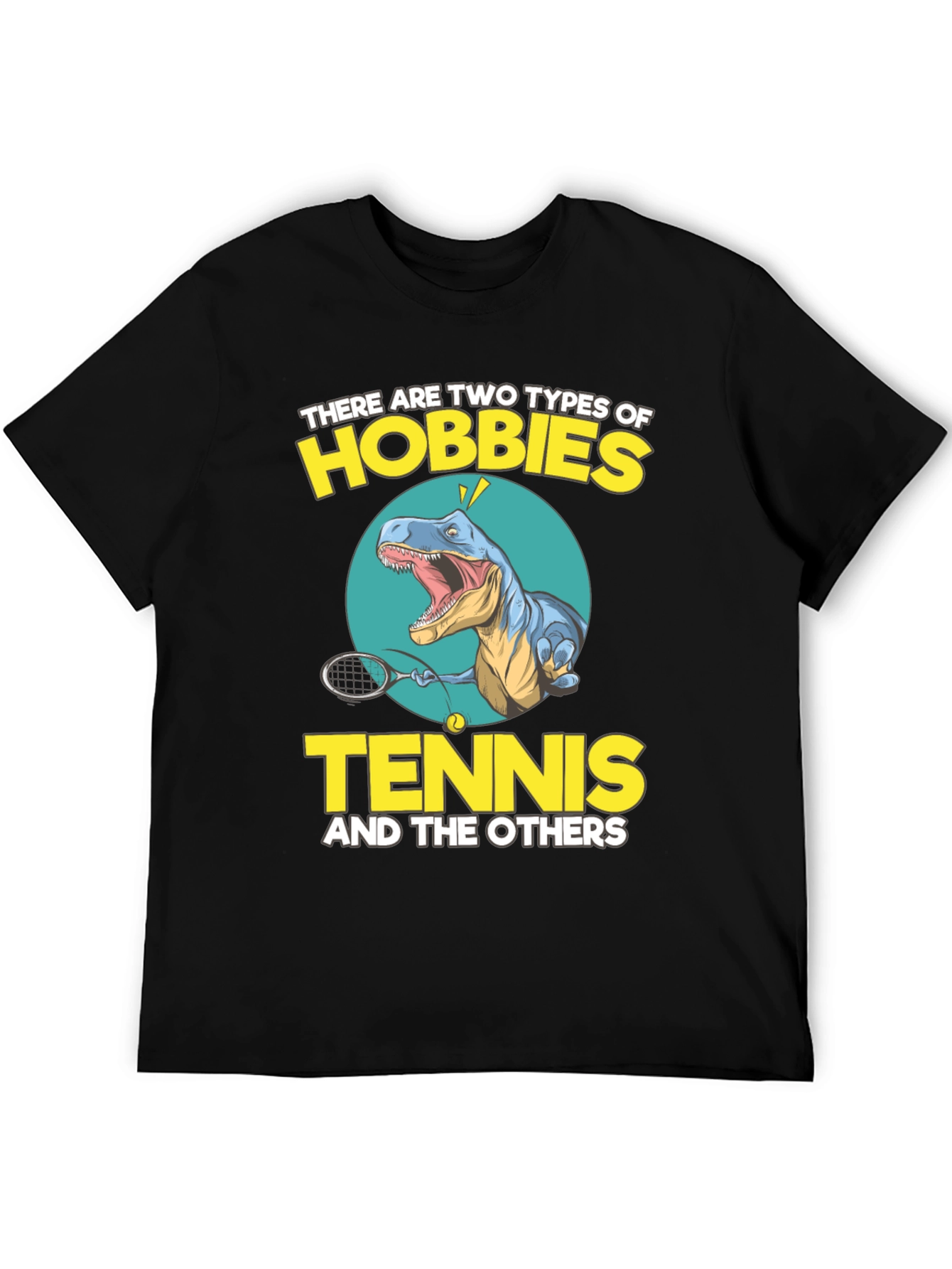 Black Tennis Dinosaur Graphic Tee - Funny Hobby Shirt view 5