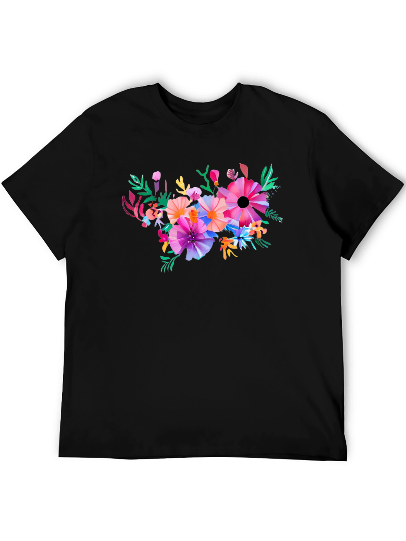 Black Floral Graphic Black T-Shirt view 5