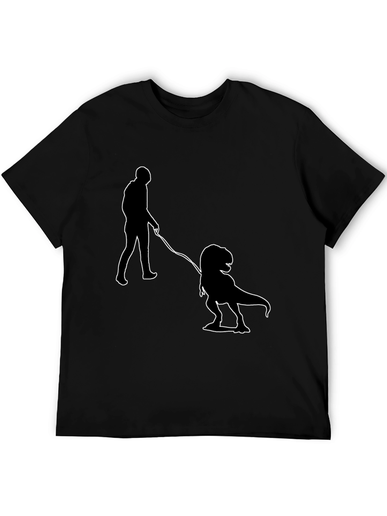 Black Dino Walk T-Shirt - Funny Novelty Tee view 5