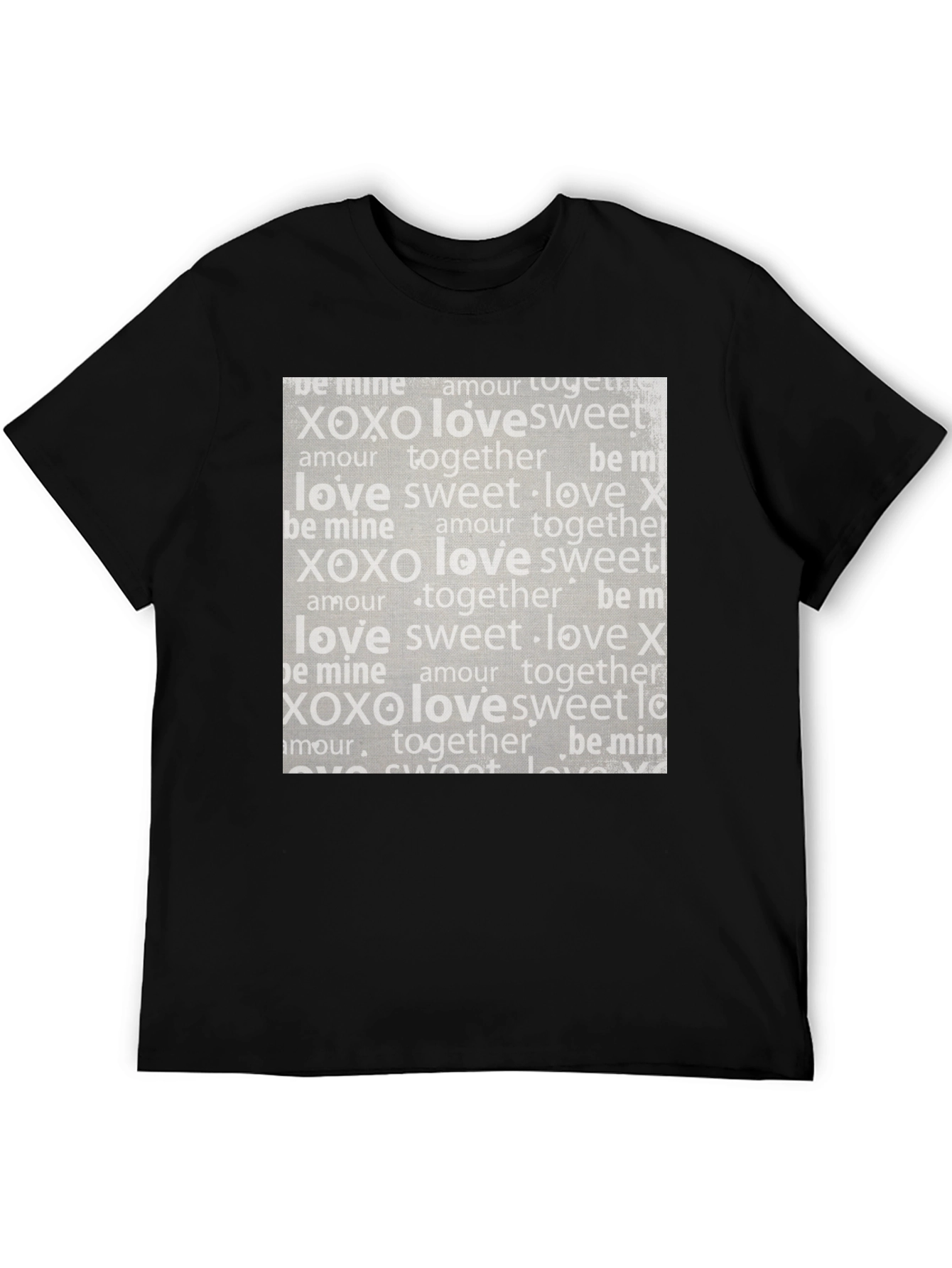 Black Love XOXO Pattern Black T-Shirt view 5