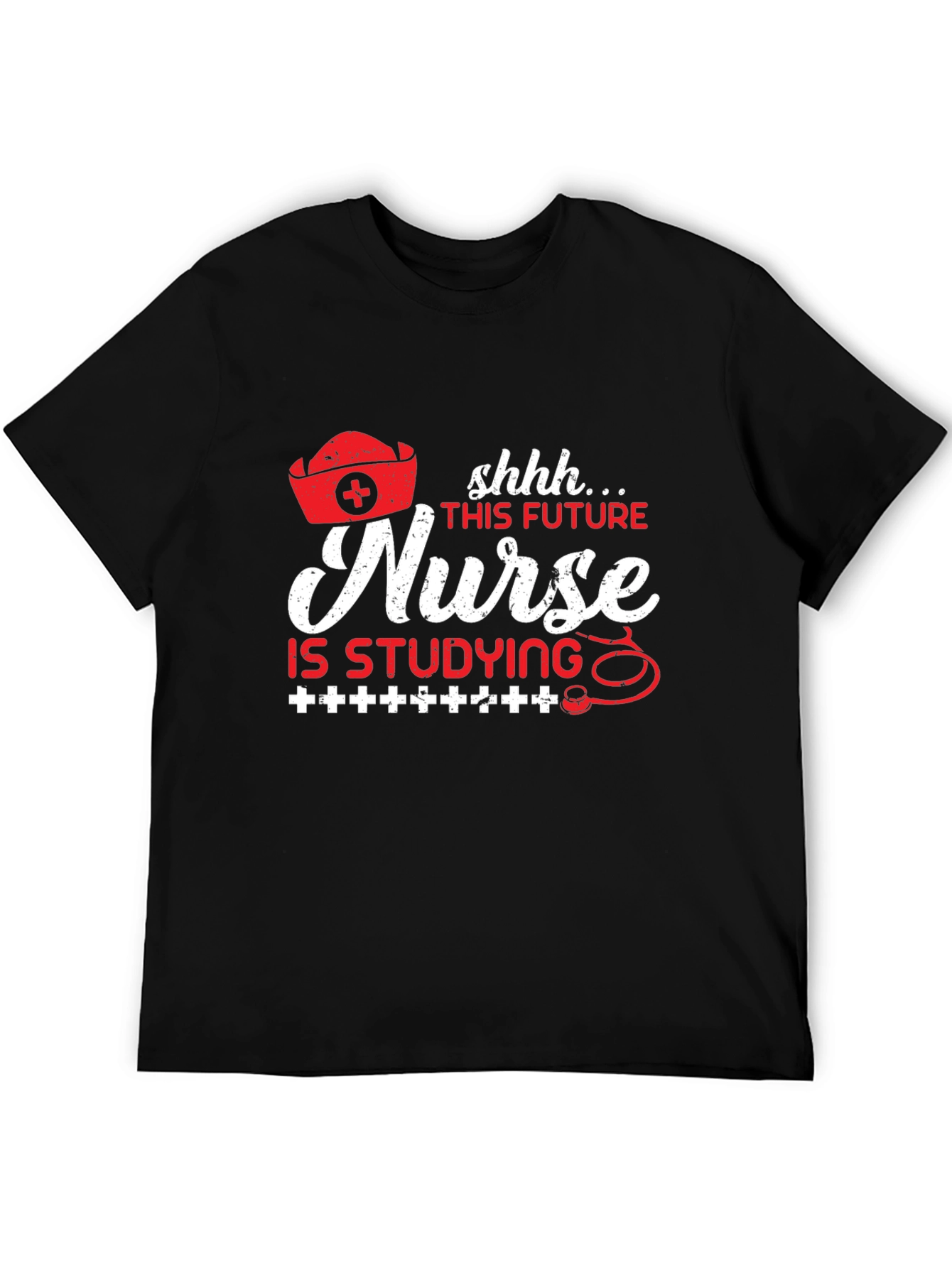 Black Future Nurse Studying Black T-Shirt view 5