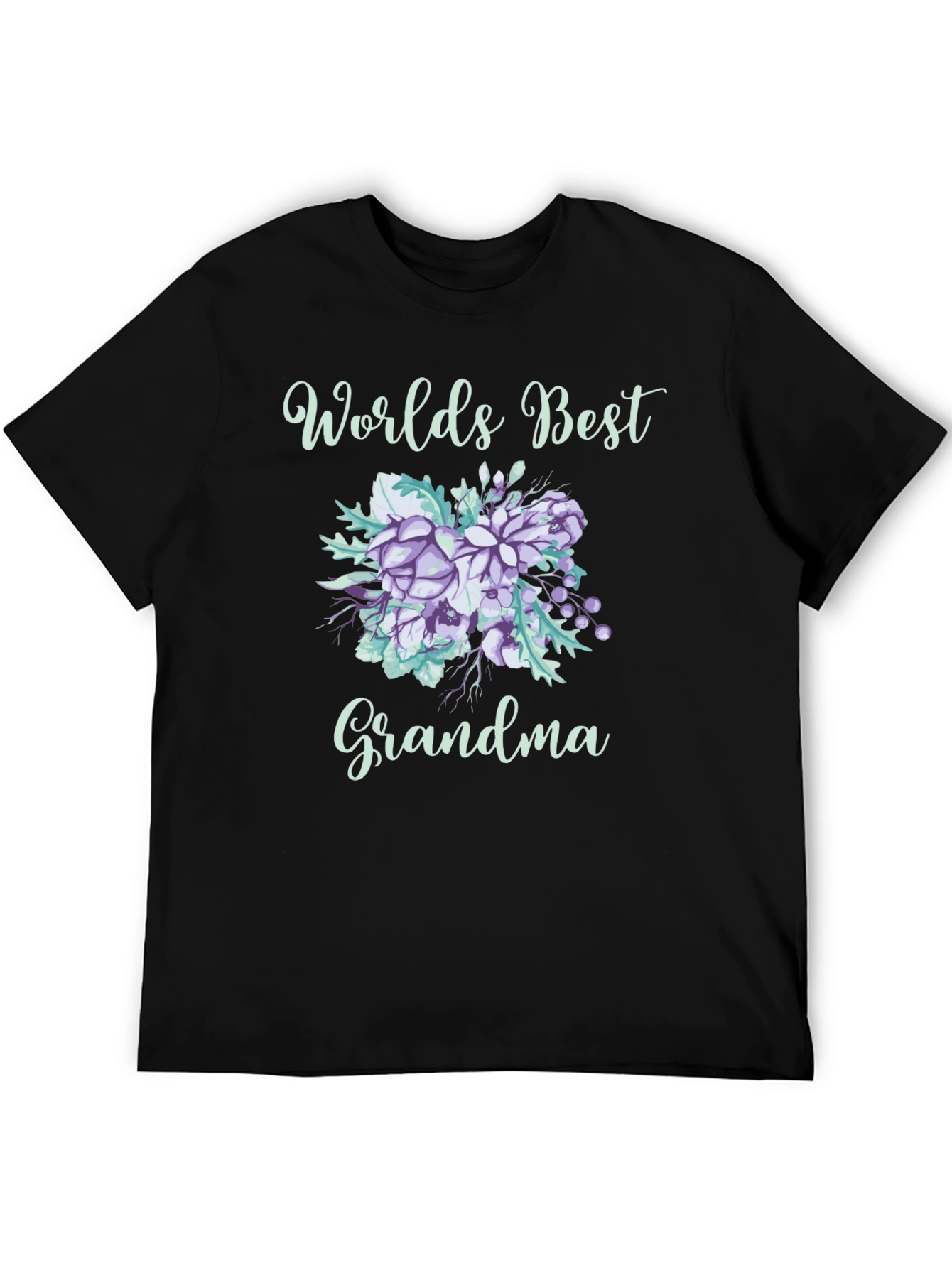 Black World's Best Grandma Floral T-Shirt view 5